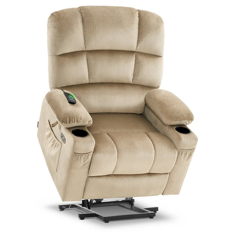 MCombo Dual Motor Power Lift Recliner Chair for Elderly, Massage and Heat, Fabric 7680