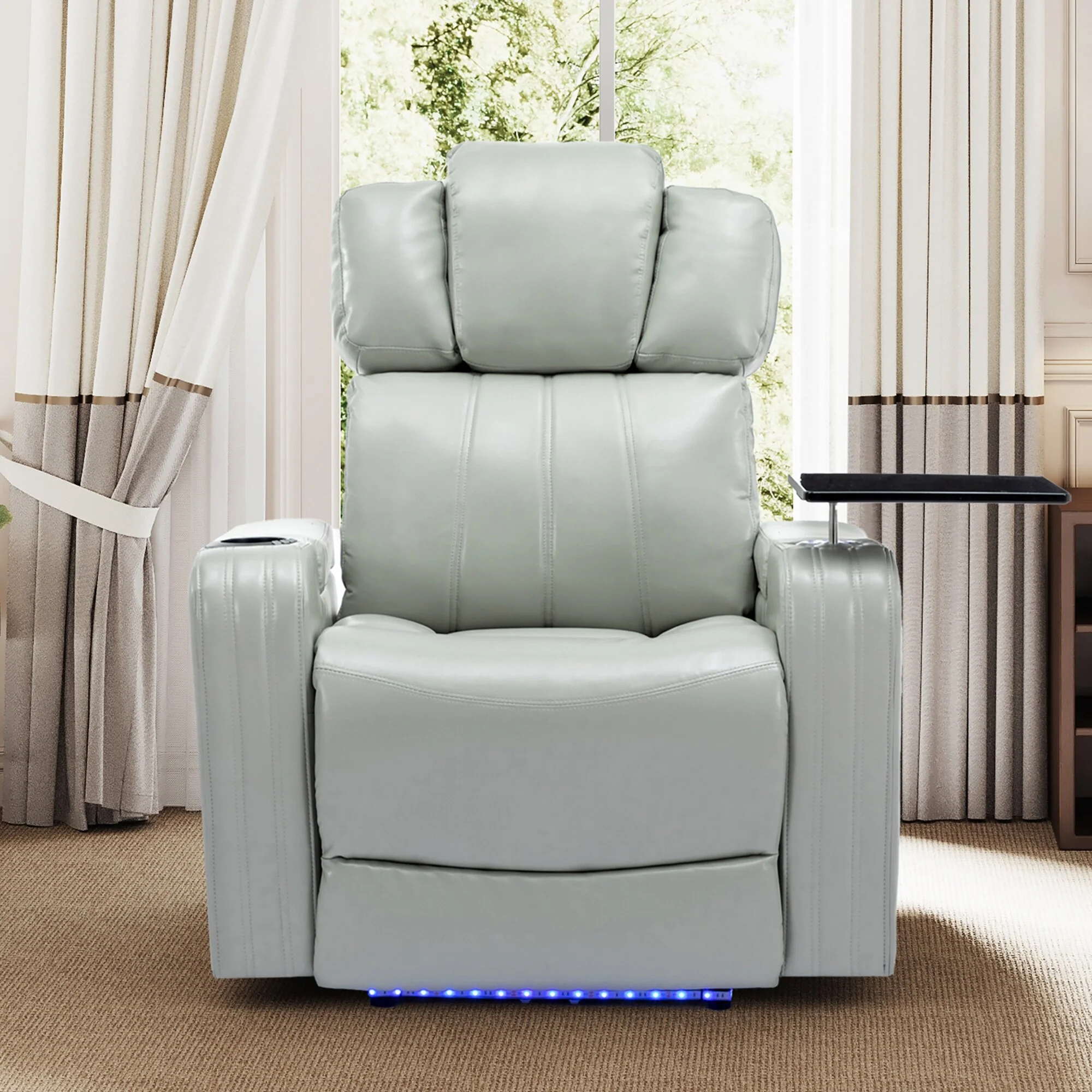 Power Recliner Chair with Cooling Cup Holder, Bluetooth & Tray Table