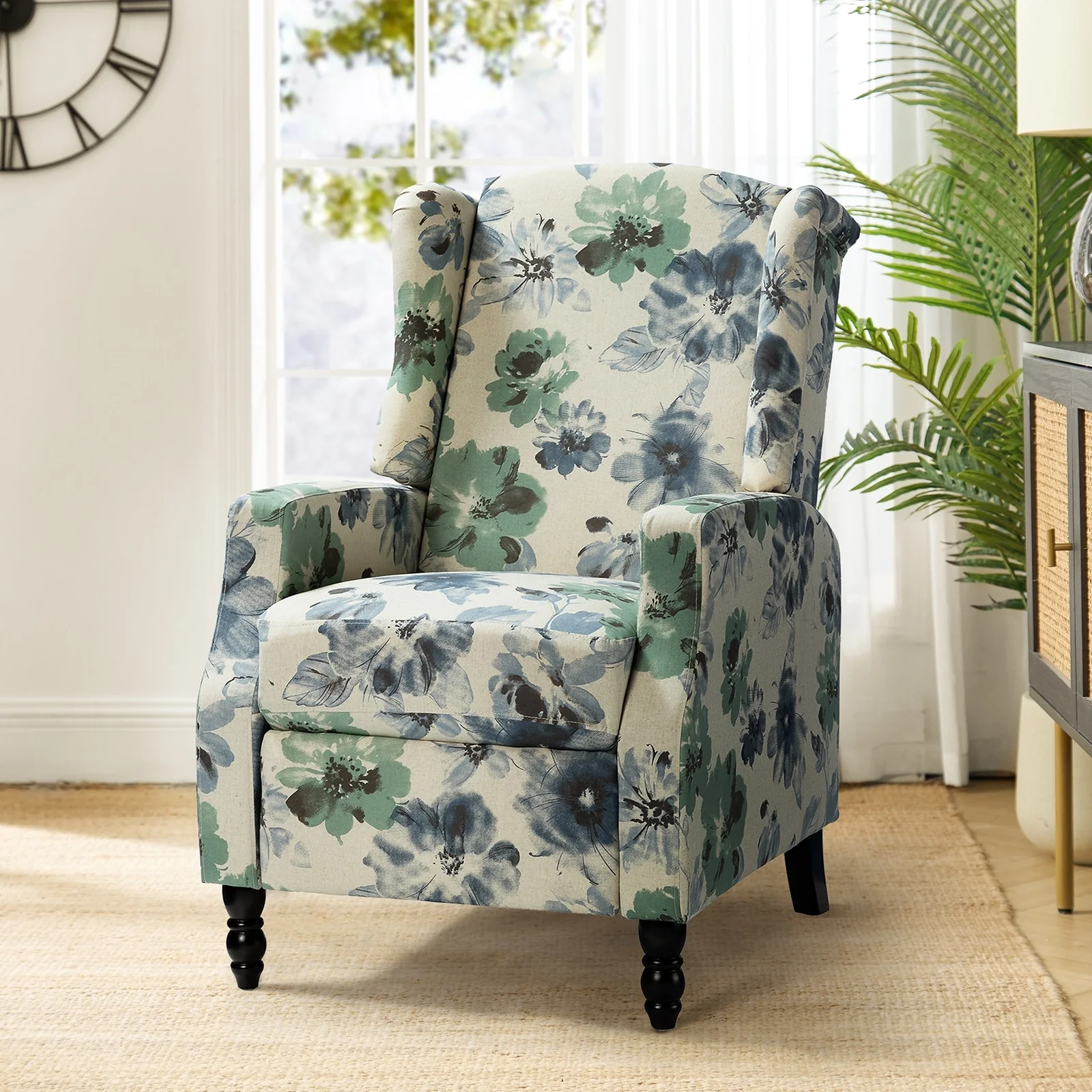 Damaris Mid-Century Modern Manual Pushback Recliner with Wingback Design by HULALA HOME