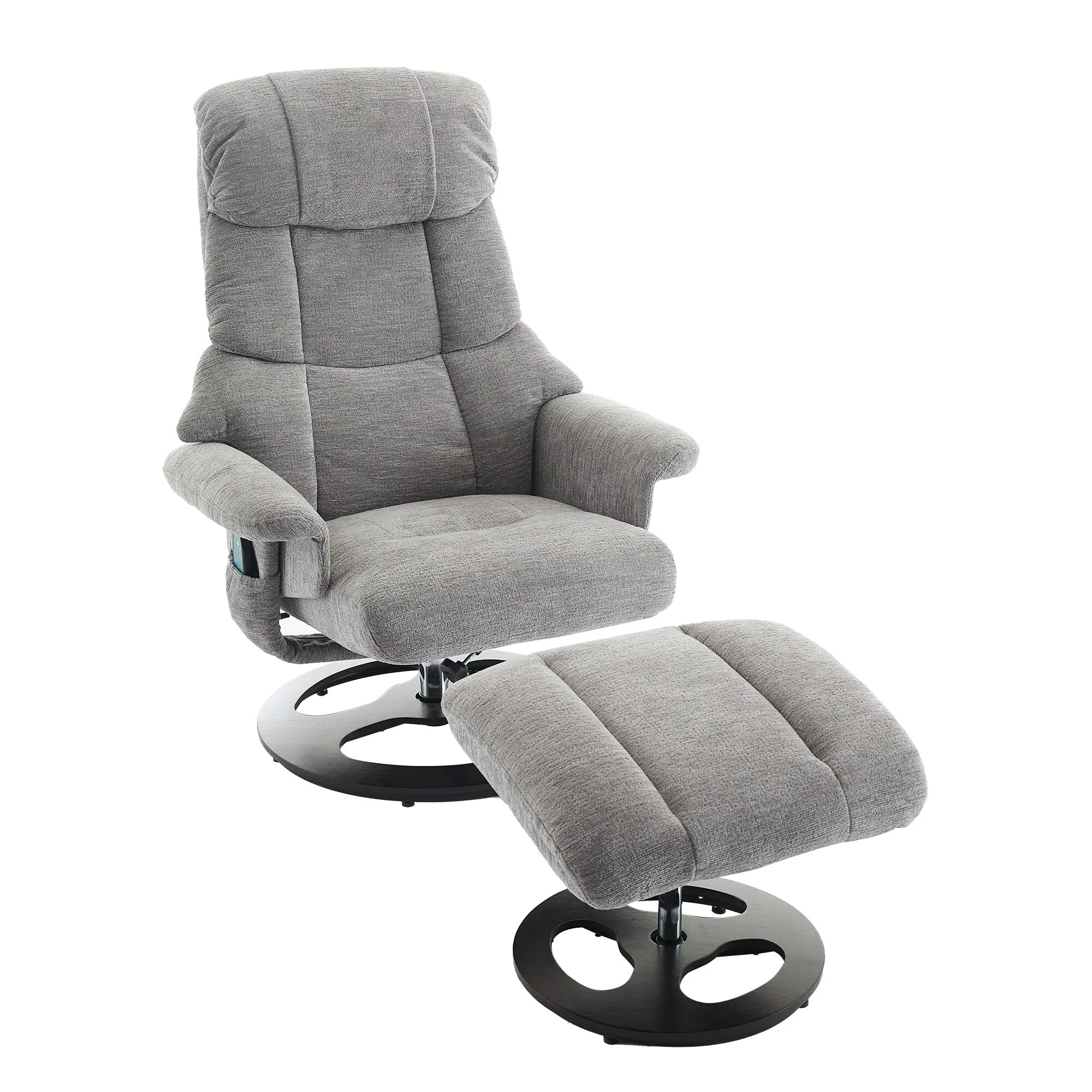 Modern 360�� Swivel Lounge Chair with Footstool, 5 Point Vibration Massage, Seat Heating & 140�� Adjustable Backrest