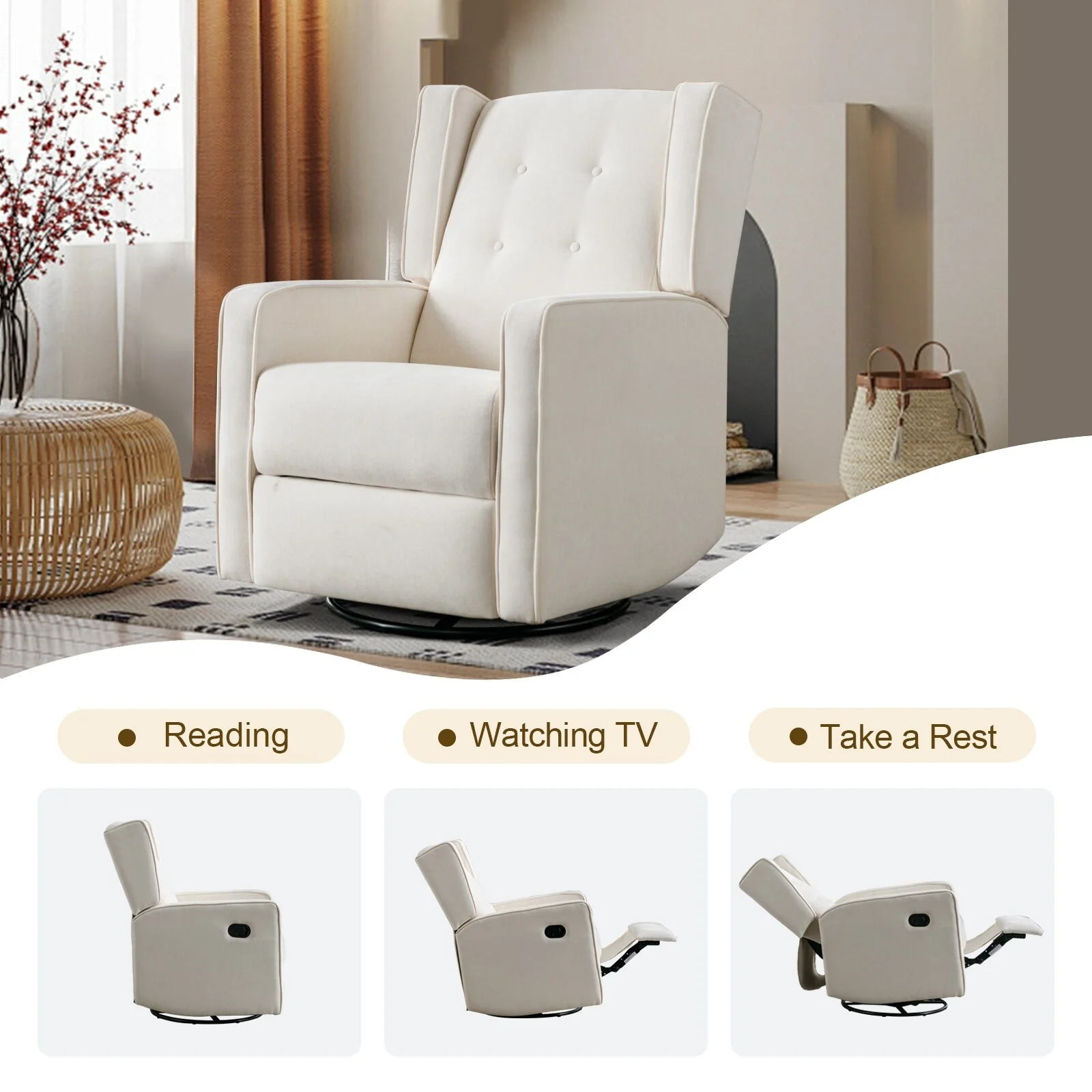 Racing Swivel Rocker Recliner Chair Single Seat Set of two