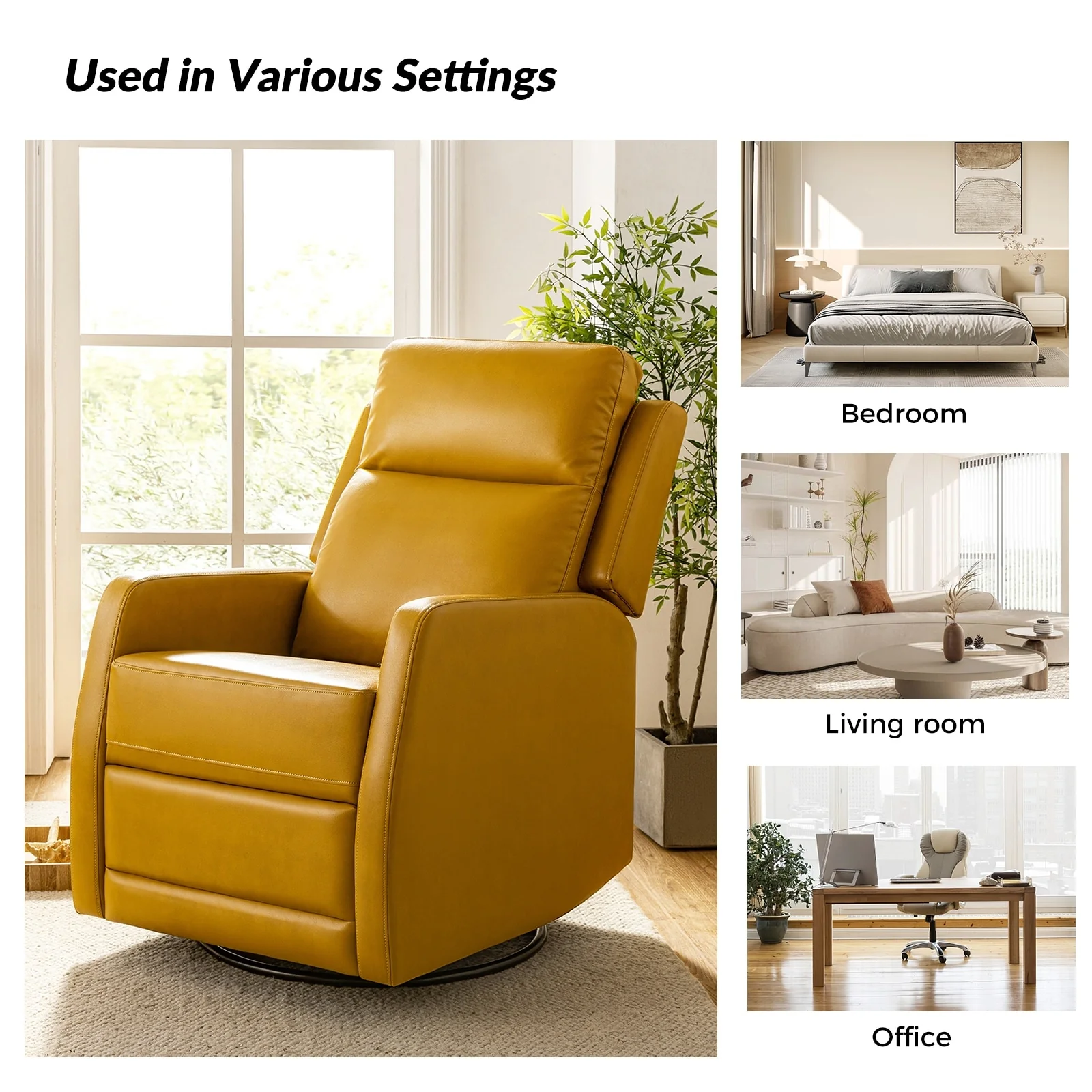 Esteban Modern Faux Leather Manual Rocking Swivel Recliner with Wingback