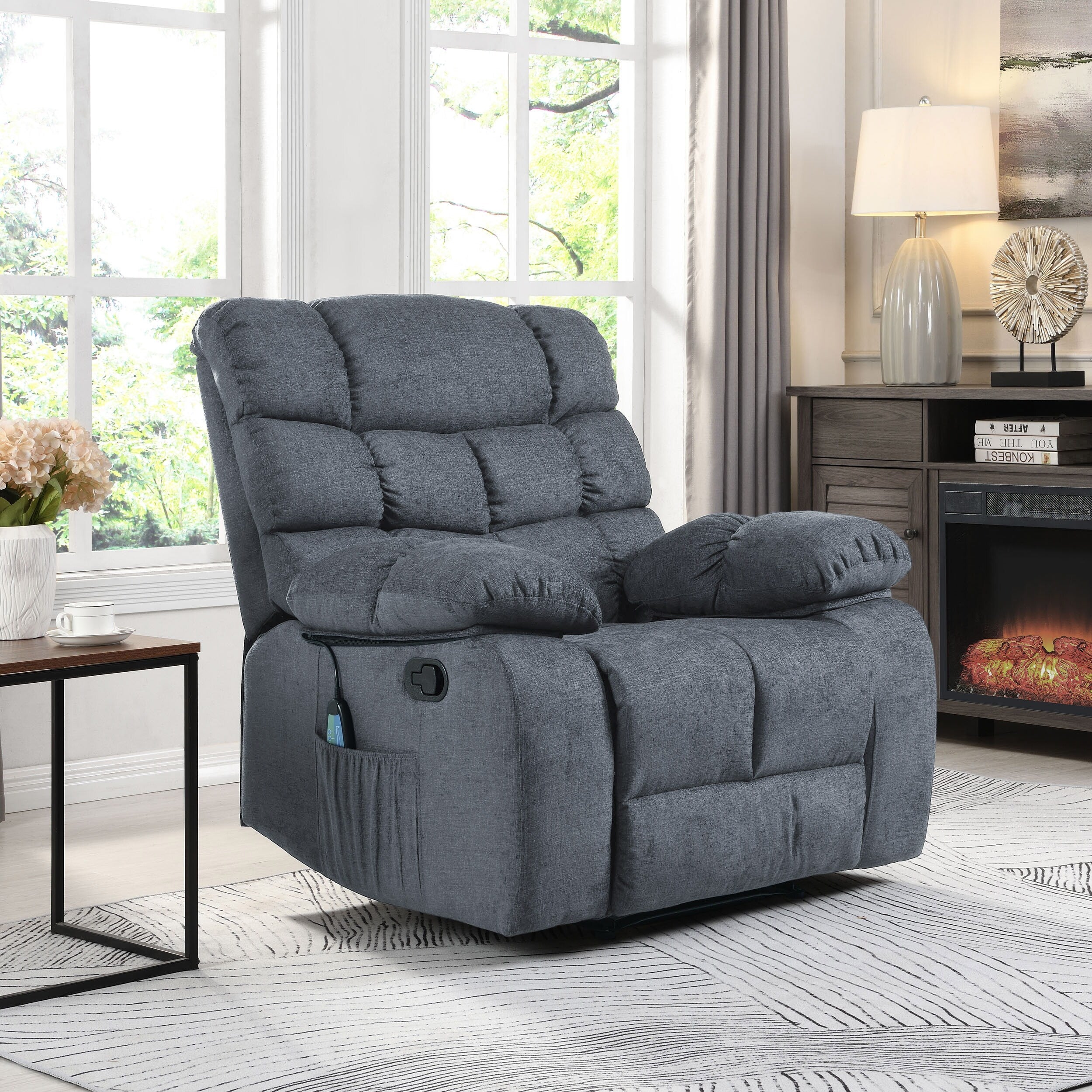 Modern Massage Recliner Chair with Pillow Tufting & Manual Recline