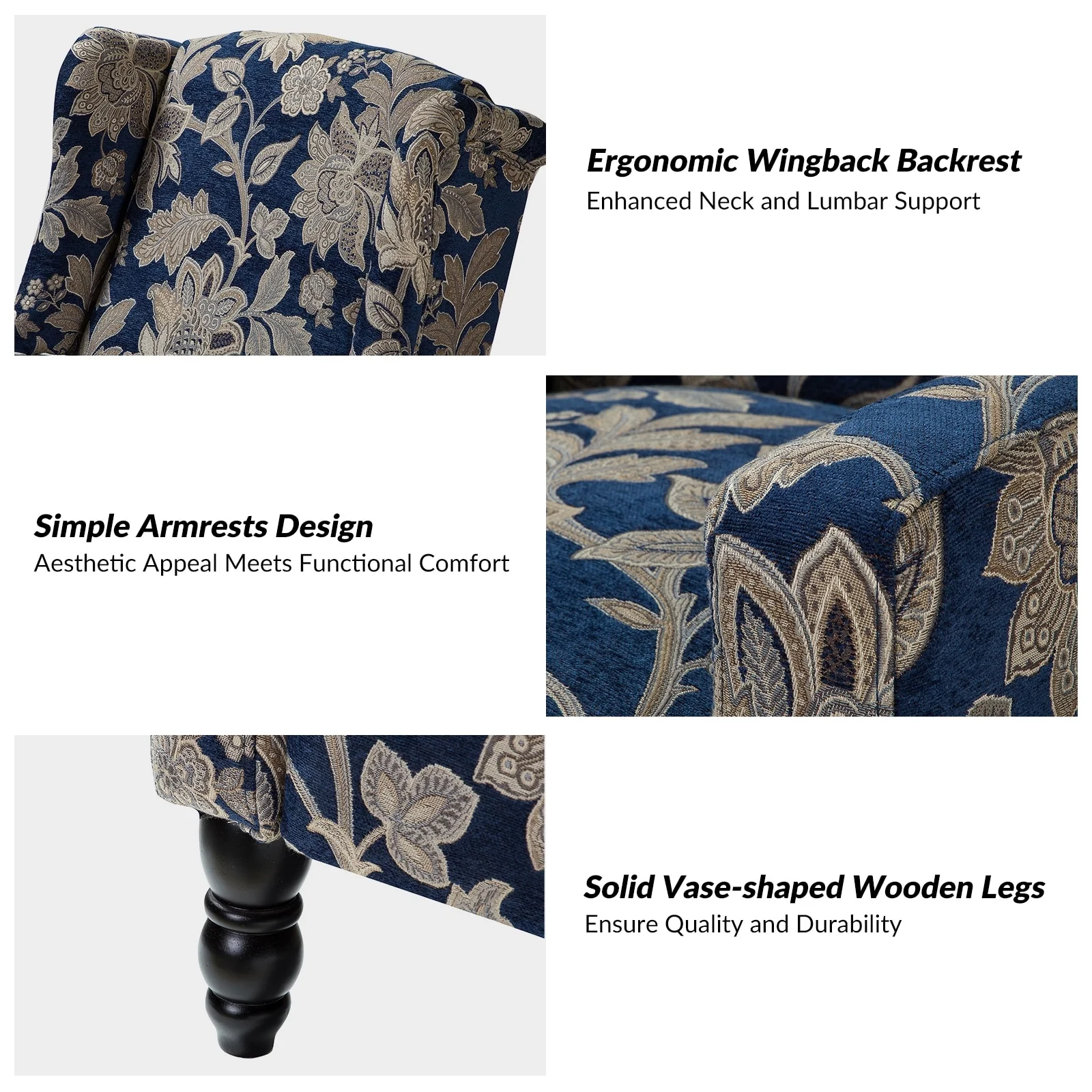 Damaris Mid-Century Modern Manual Pushback Recliner with Wingback Design by HULALA HOME