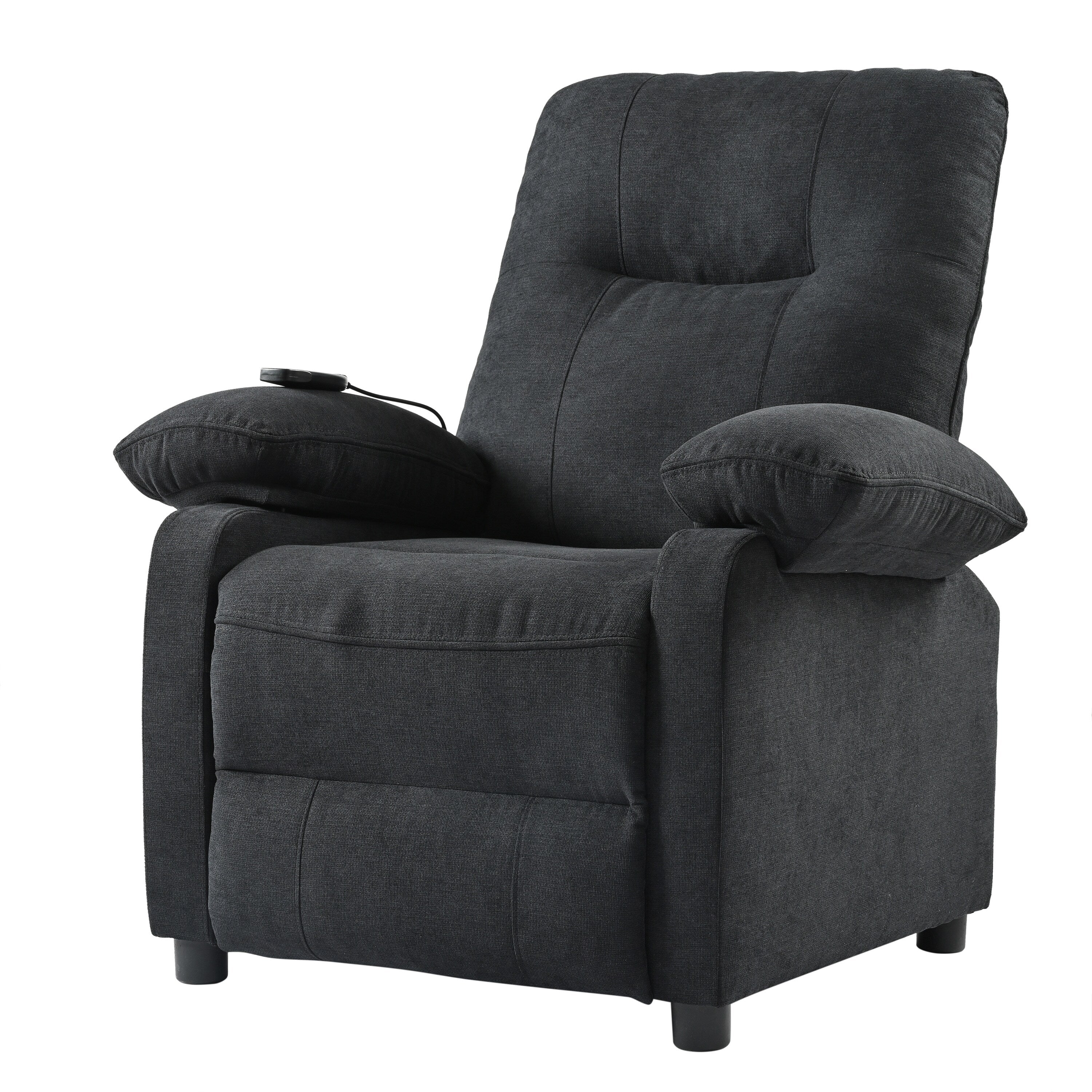 Black Manual Recliner with Massage, Heat, and Solid Wood Frame