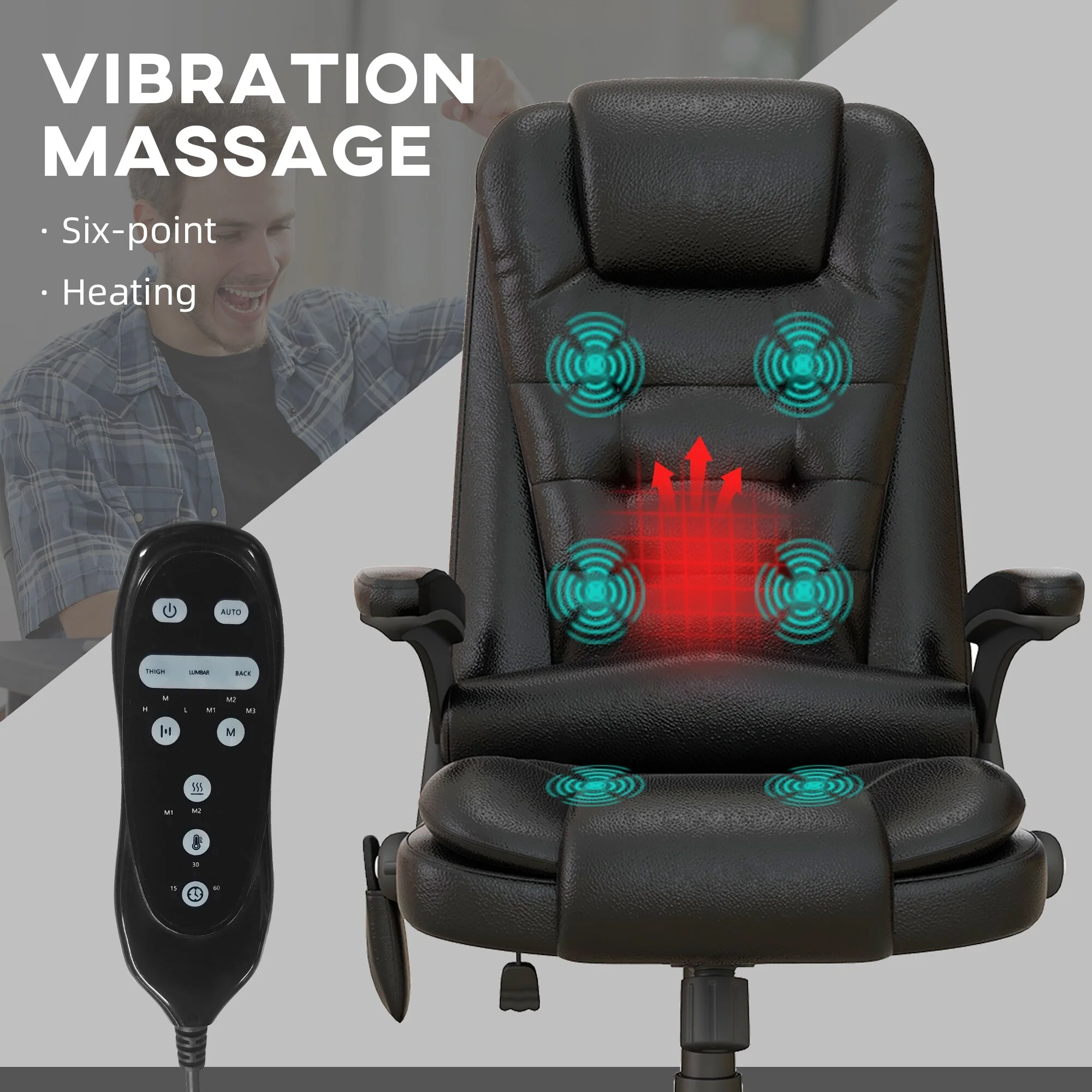 HOMCOM High Back Vibration Massage Office Chair with 6 Vibration Points, Beige