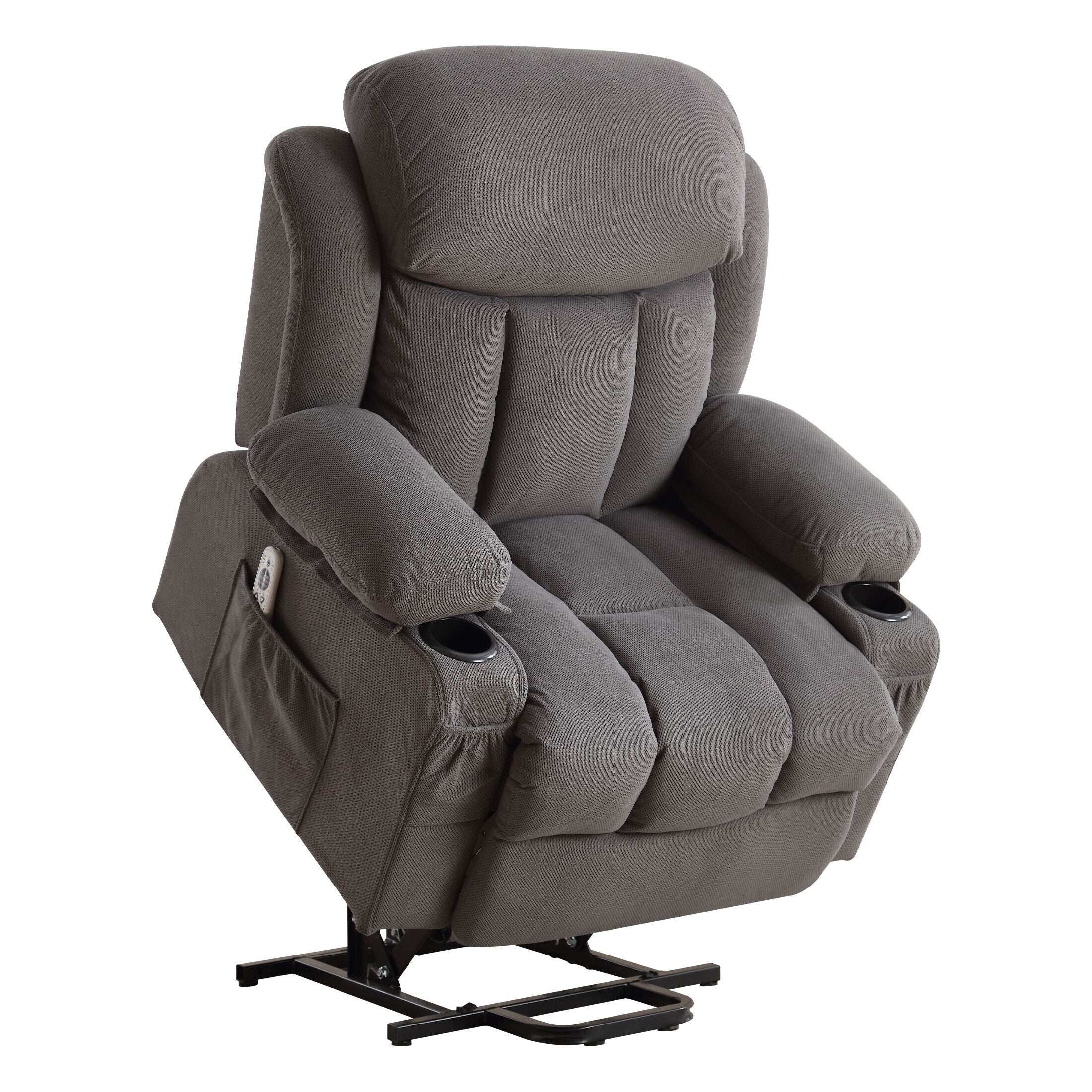 Beige Electric Recliner with Heat, Massage, USB, and Remote Control