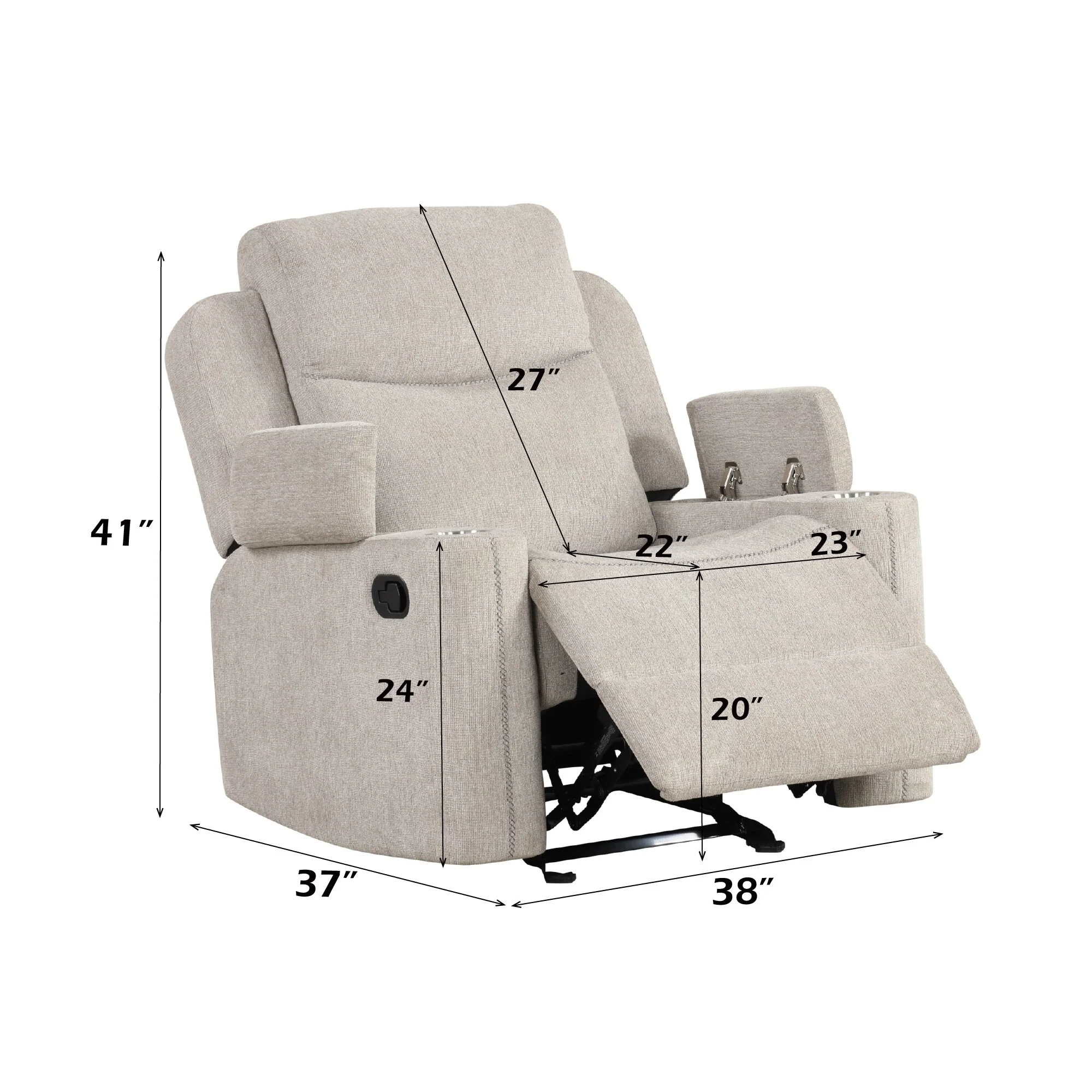 Light Gray Chenille Motion Glider Recliner
