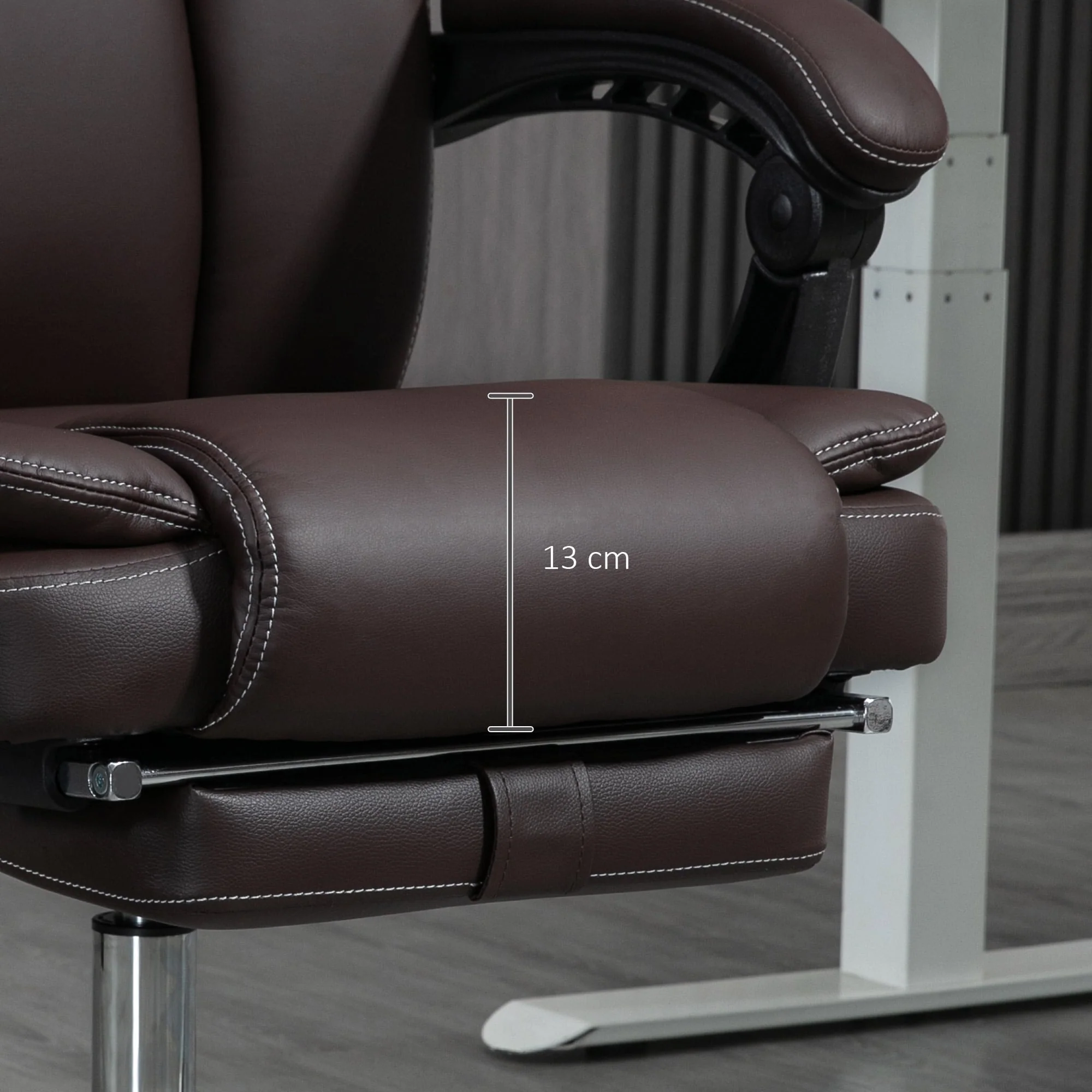 Heated PU Leather Executive Office Chair with Massage, Reclining Backrest, Adjustable Height & Extendable Footrest