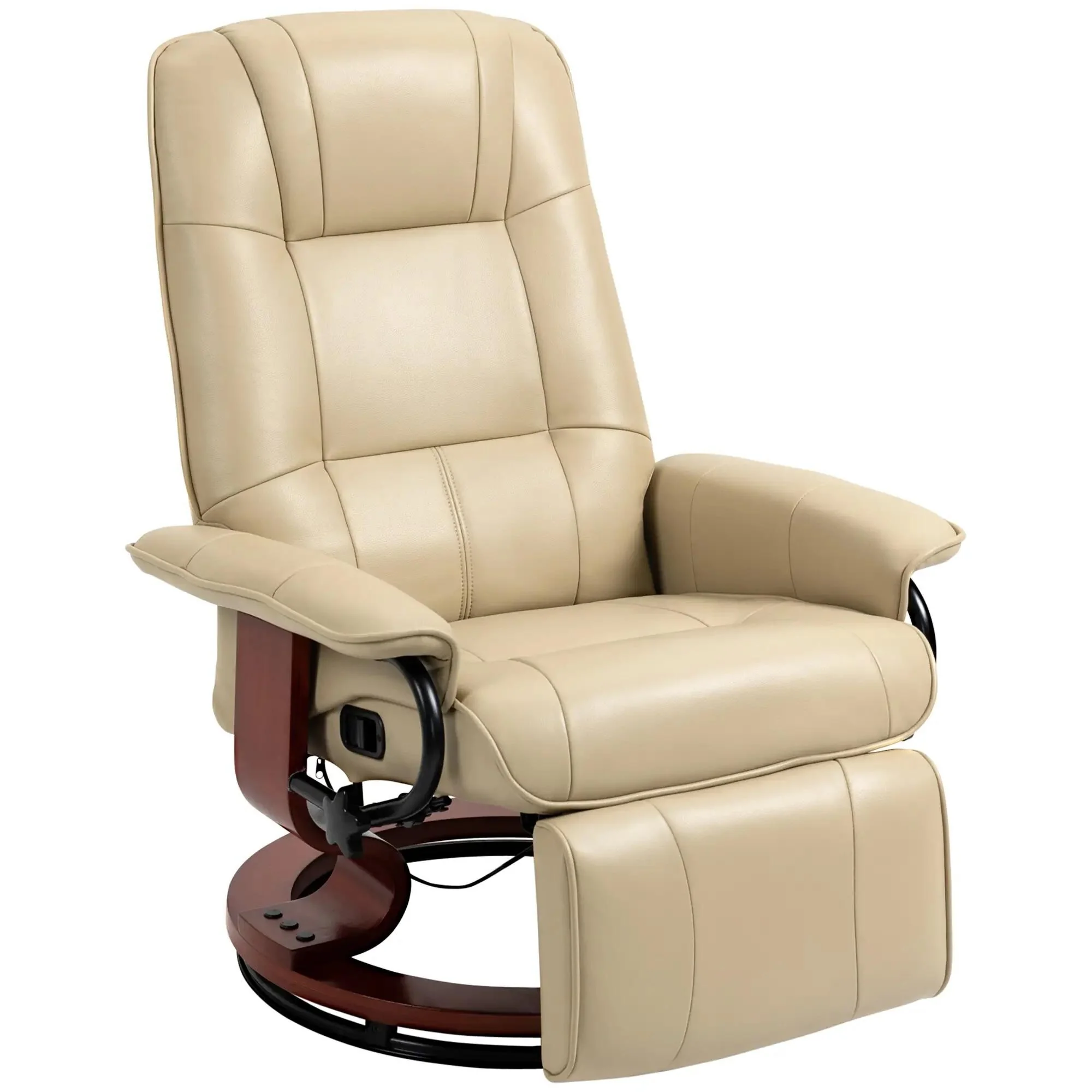 Faux Leather Recliner Chair, Swivel Recliner with Footrest, Armrest