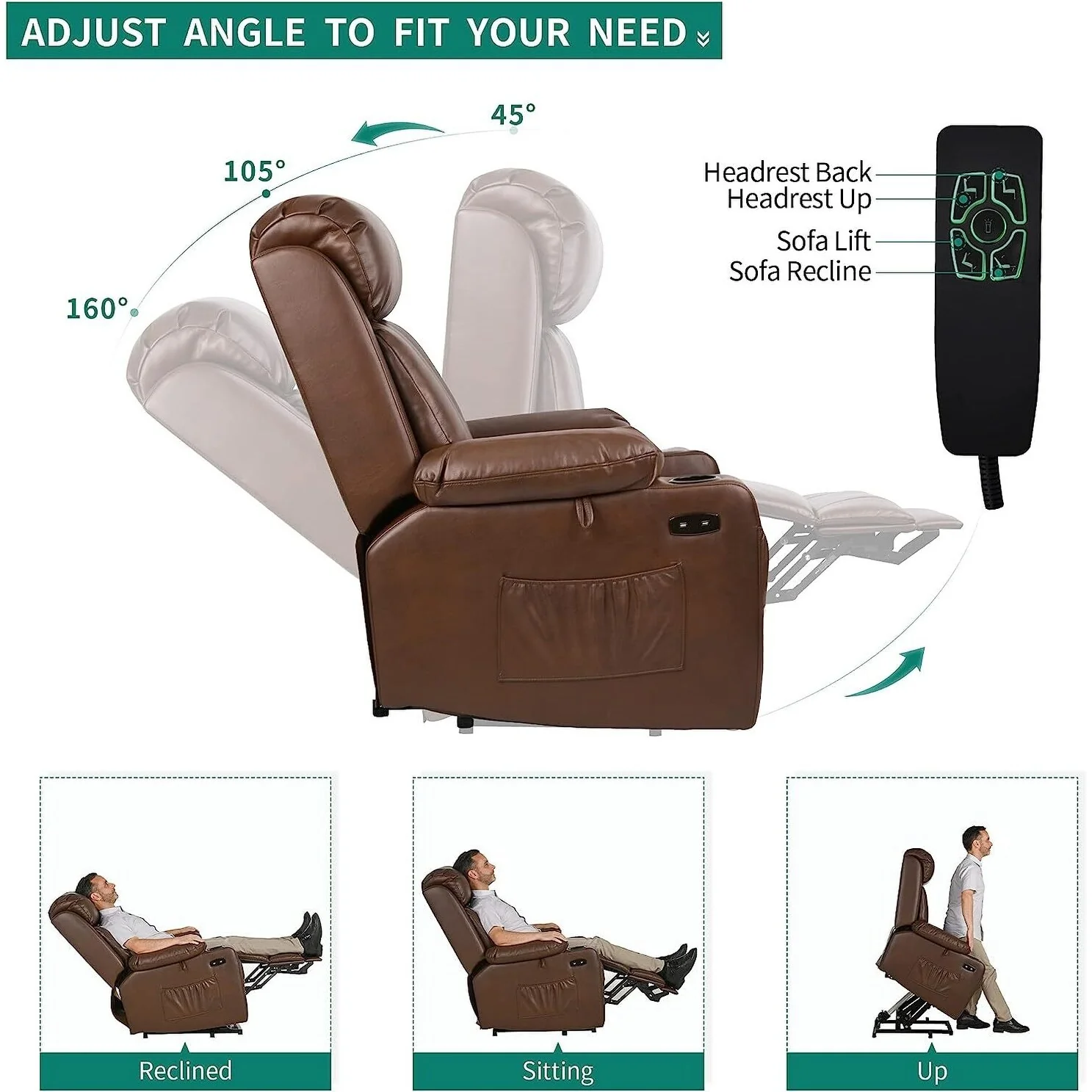 Moasis Power Lift Recliner Chair with Massage Heat