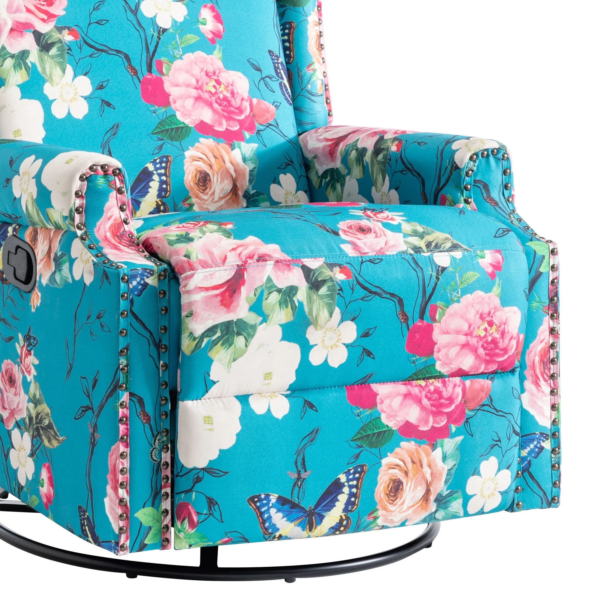 Linen Manual Swivel Base Recliner Chair with Footrest