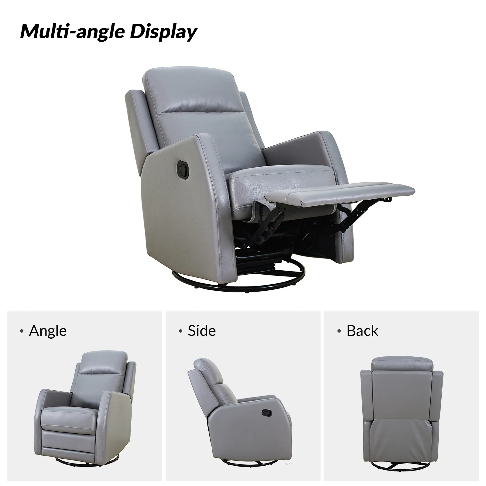 Esteban Modern Faux Leather Manual Rocking Swivel Recliner with Wingback