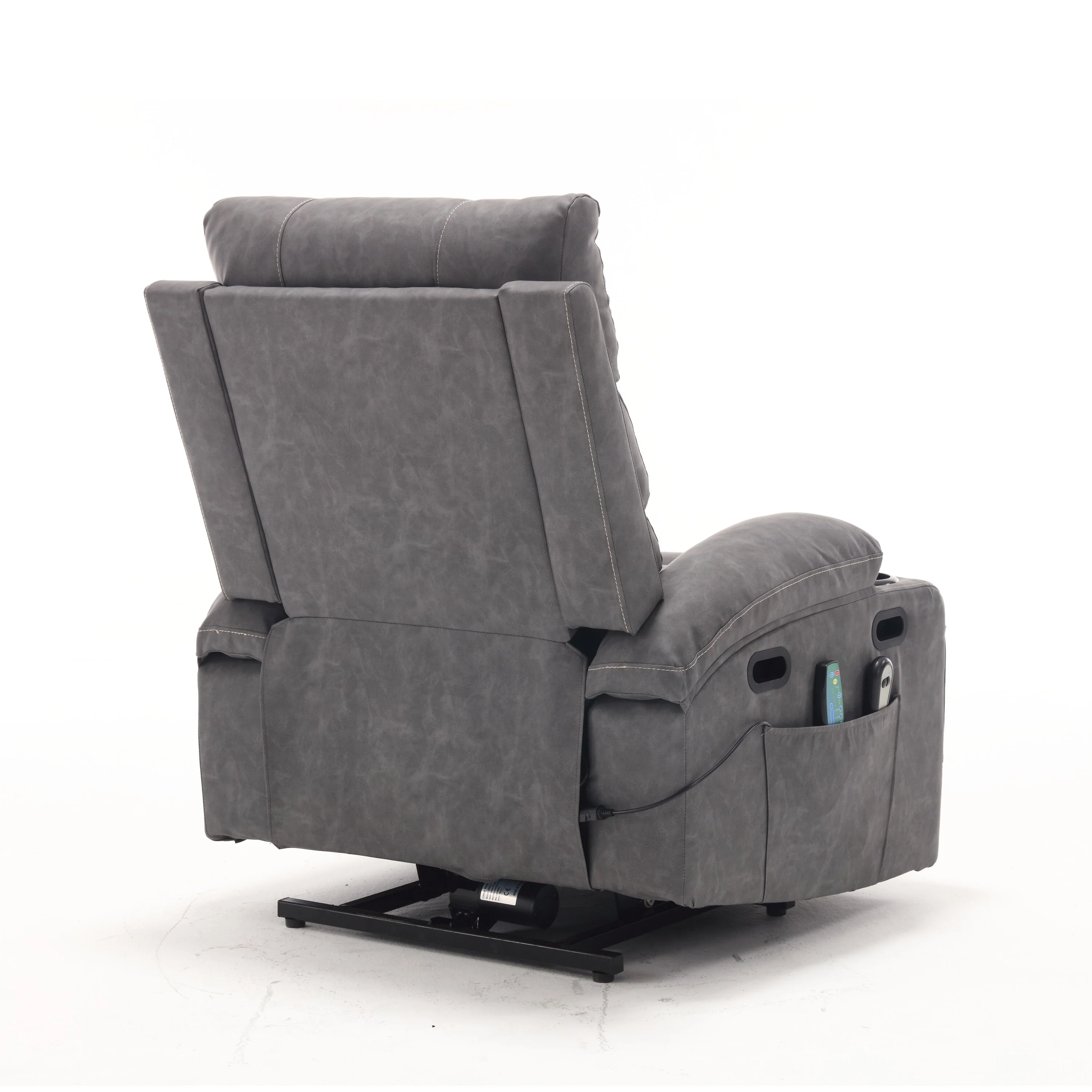 PU Leather Power Lift Recliner with Massage, Heating & Cup Holders