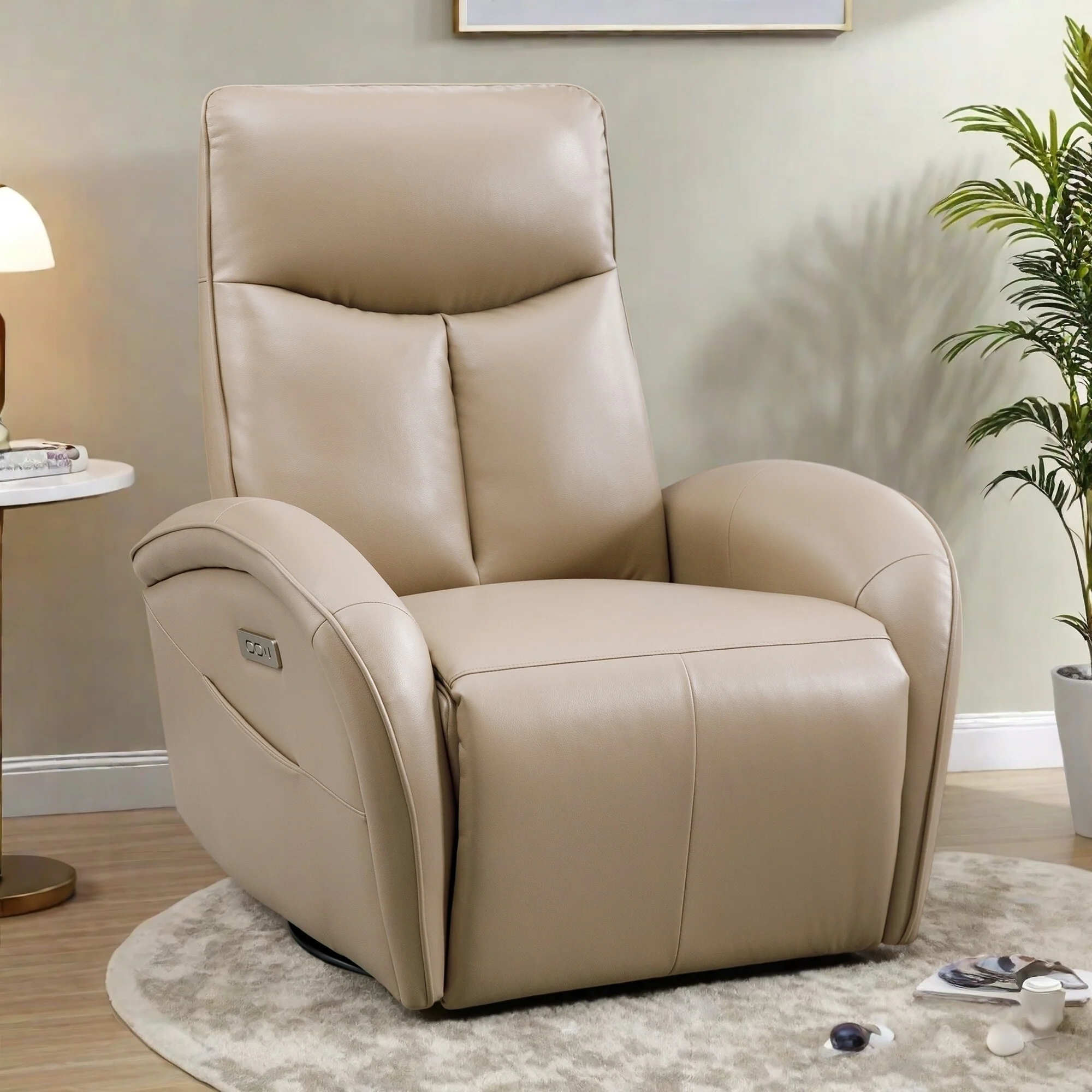 Armless Recliner Chair with Power Glider Swivel Rocker, USB & Type-C Ports, and High-Density Backrest