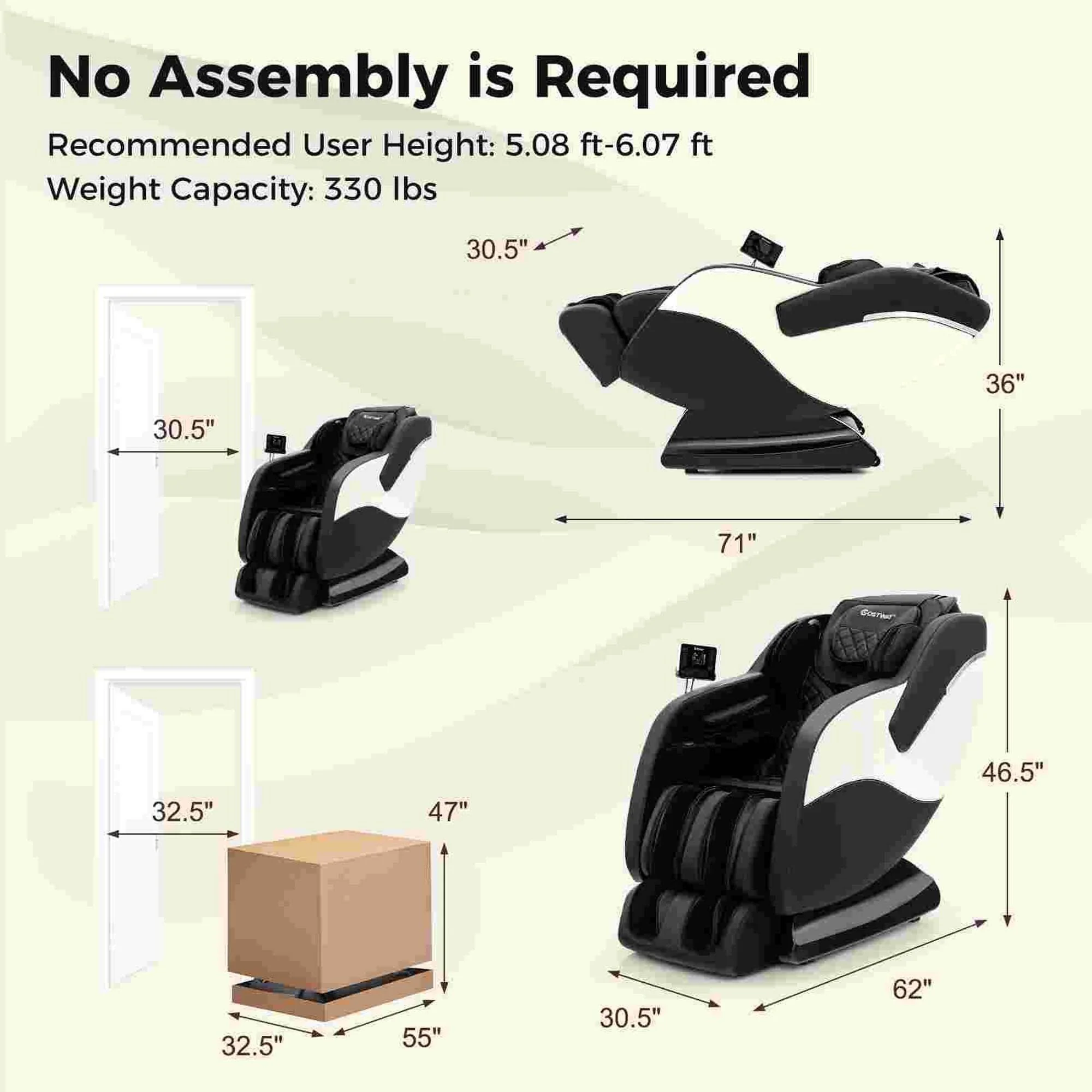 Costway SL Track Zero Gravity Massage Recliner with Thai Stretch Foot