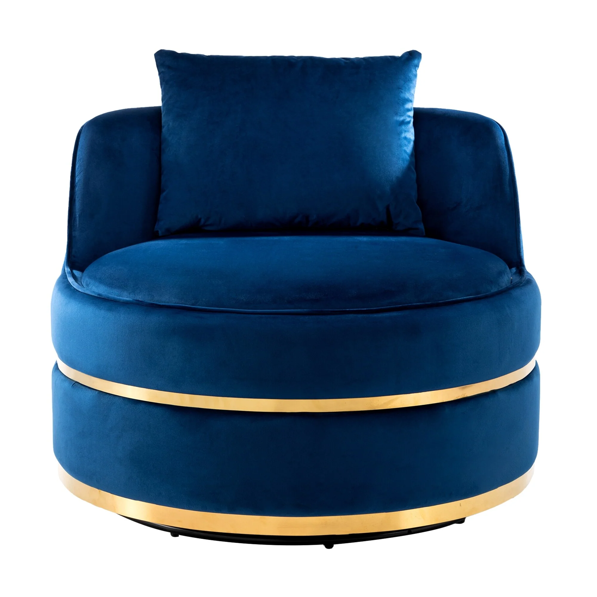 Velvet 360�� Swivel Accent Chair with Seat Cushion, Upholstered Barrel Chair with Stainless Steel Base Living Room Chair