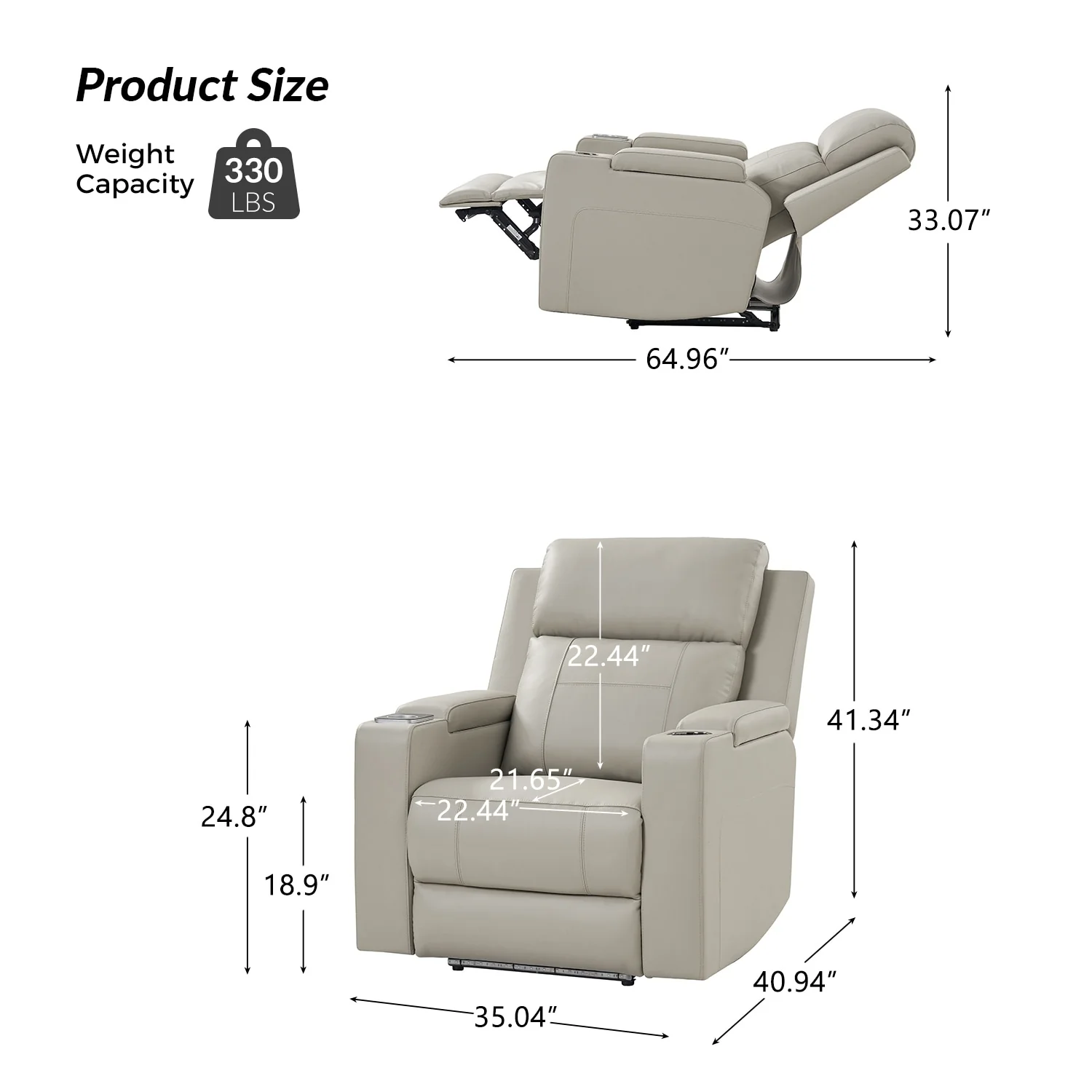 Laura 35.04 Wide Genuine Leather Power Recliner with Adjustable Headrests by HULALA HOME