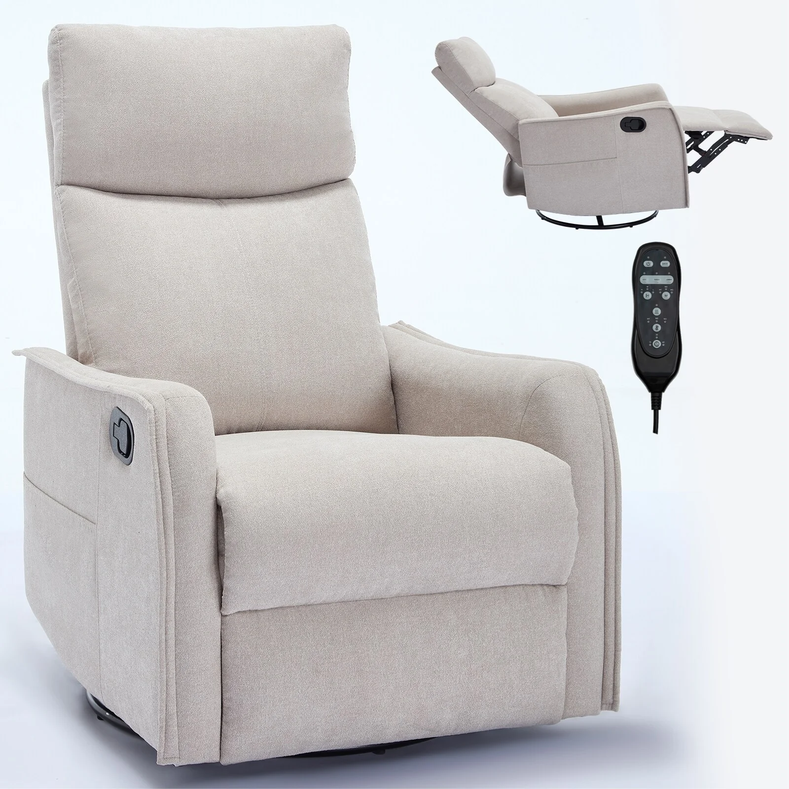 8 Point Vibration 360�� Swivel Massage Chair, Adjustable Backrest Manual Recliner Chair with Massage and Lumbar Heating