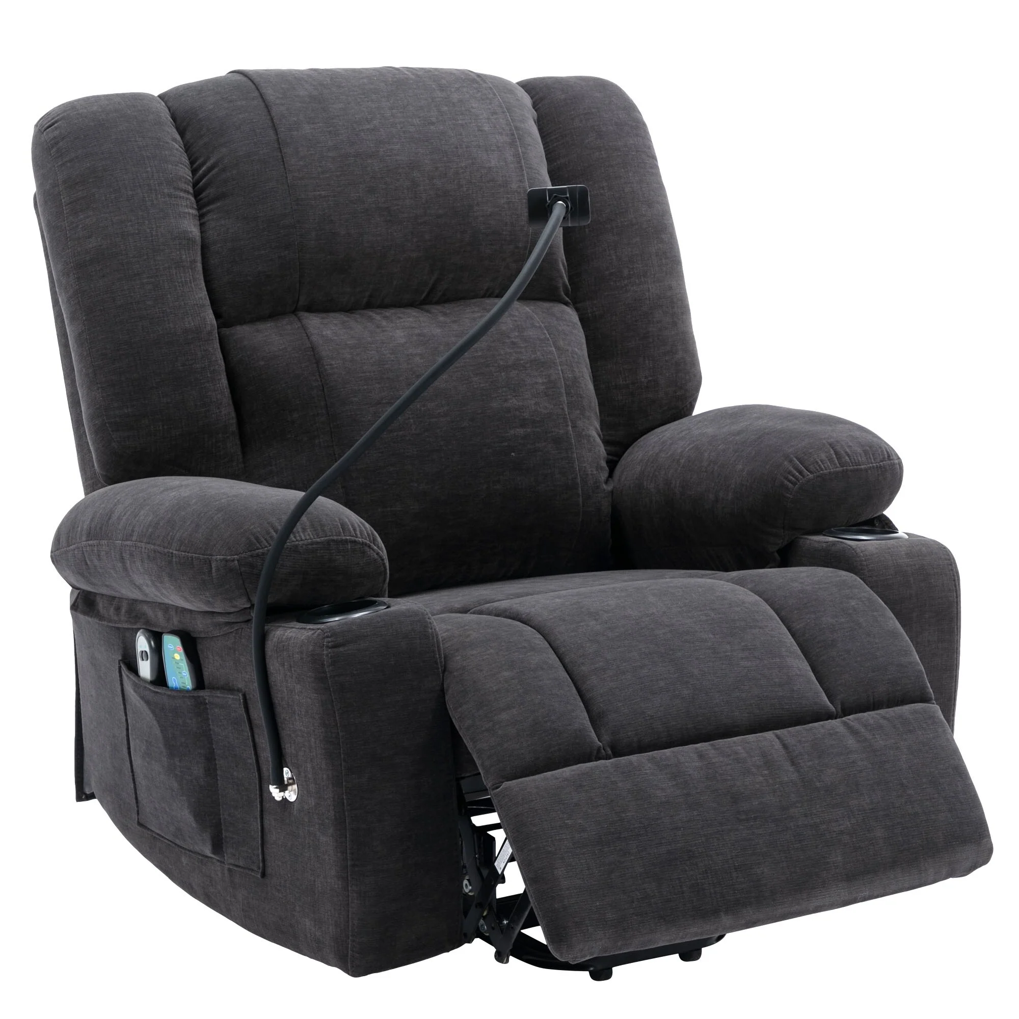 Electric Lift Recliner with Massage, Heating, Cup Holders & 360�� Swivel Phone Stand, Adjustable Recline