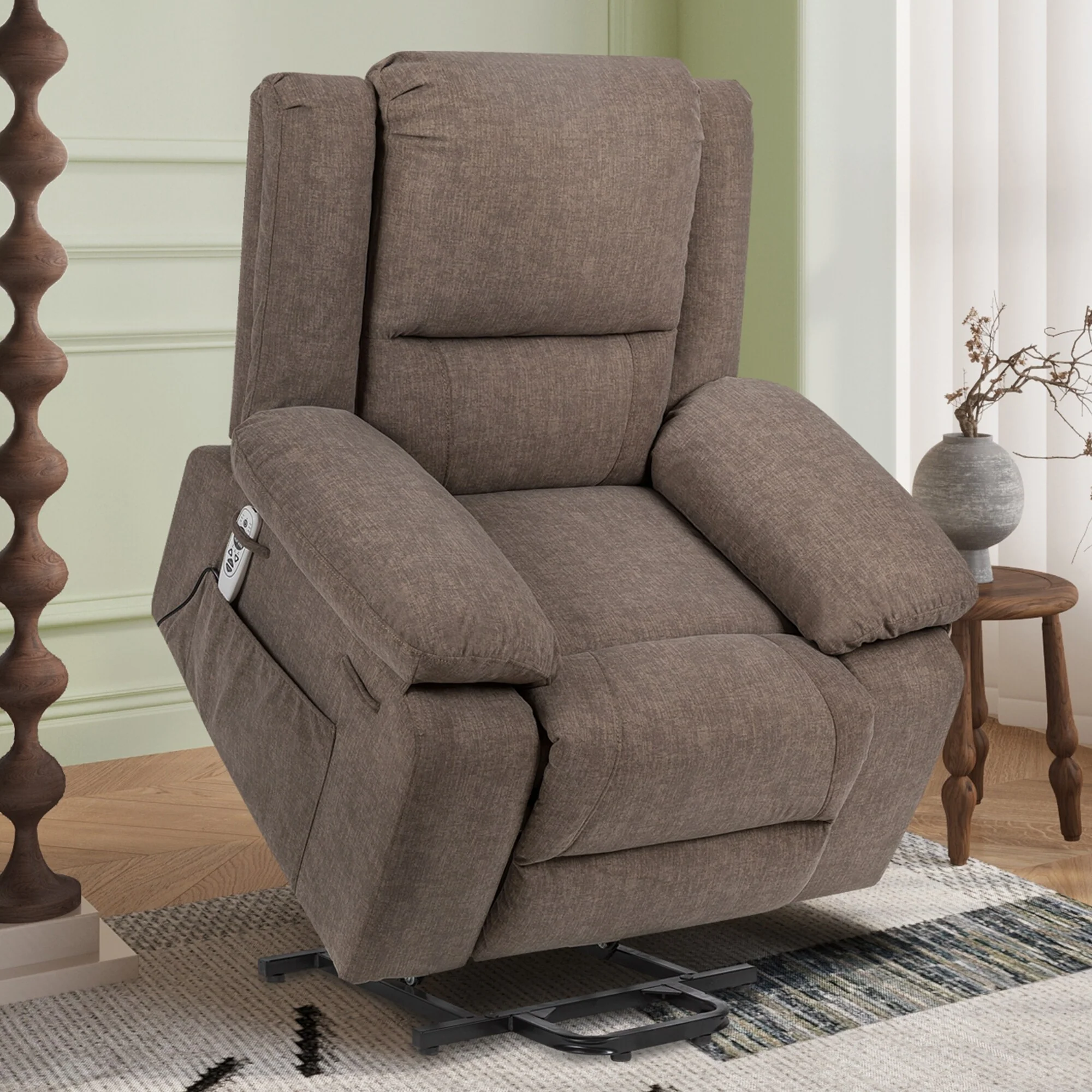 Reclining Lift Chair with Massage, Heating & Remote Control Pockets