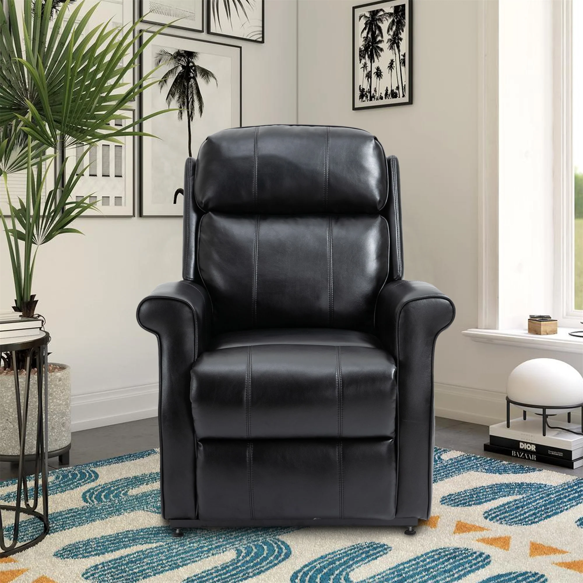 Clihome Faux Leather Elderly Power Lift Recliner Chair with Massage
