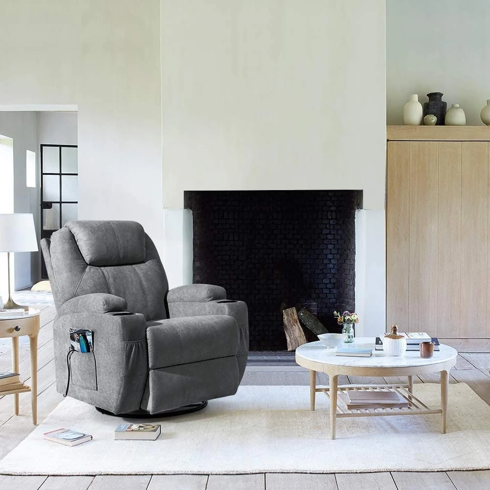 Furniwell Rotary Massage Heated Function Recliner Fabric Whirl