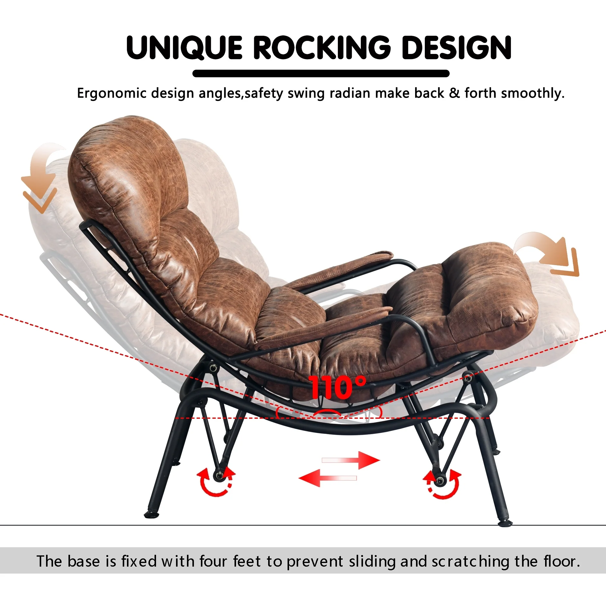 OVIOS Living Room Accent Chair Rocking Recliner Chair with Ottoman