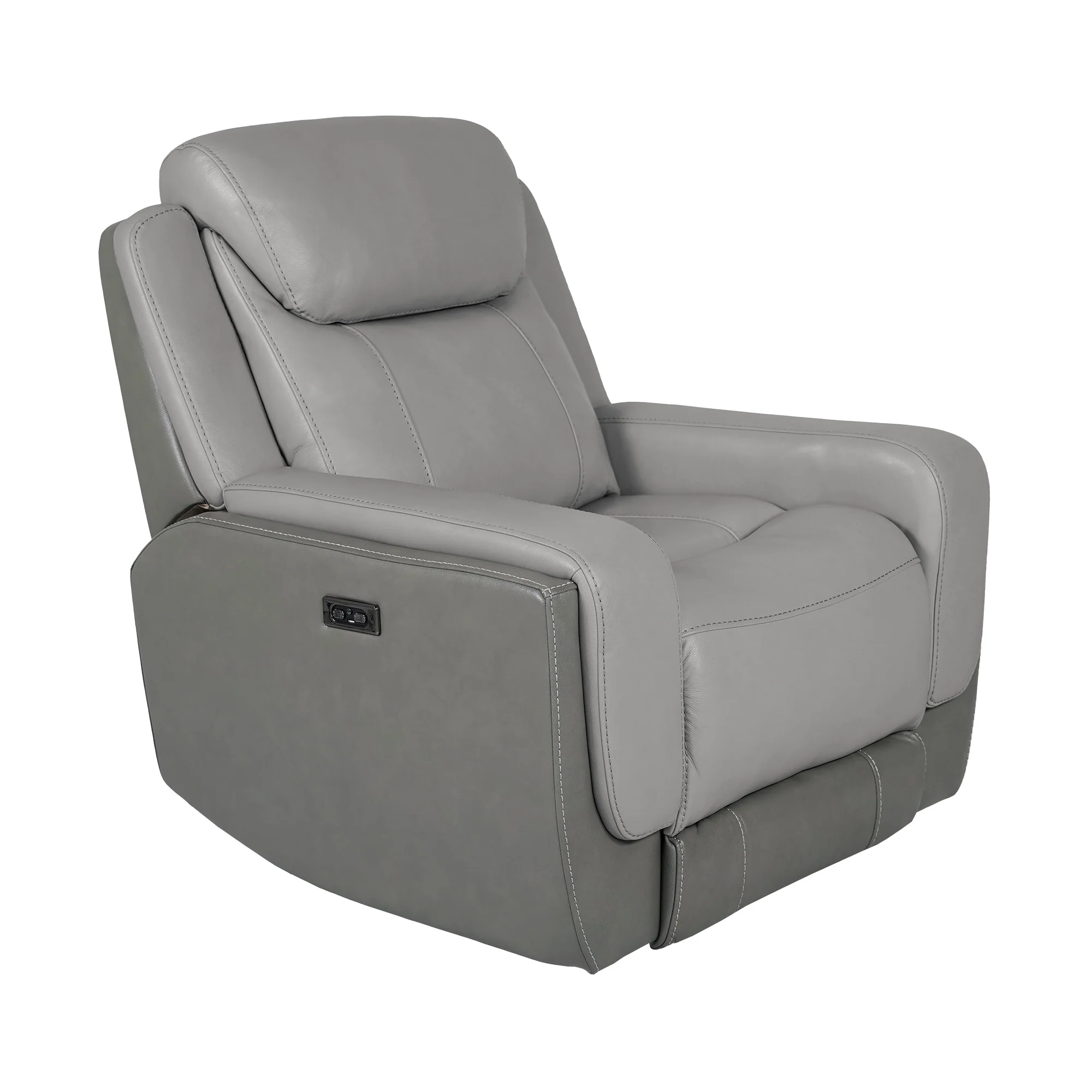Rosalyn Zero Gravity Silver and Gray Leather Power Recliner with Power Headrest