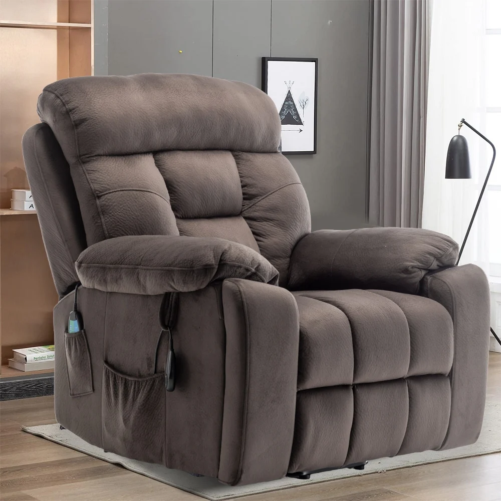 Large Electric Massage Lift Recliner with Heat, Hidden Cup Holder