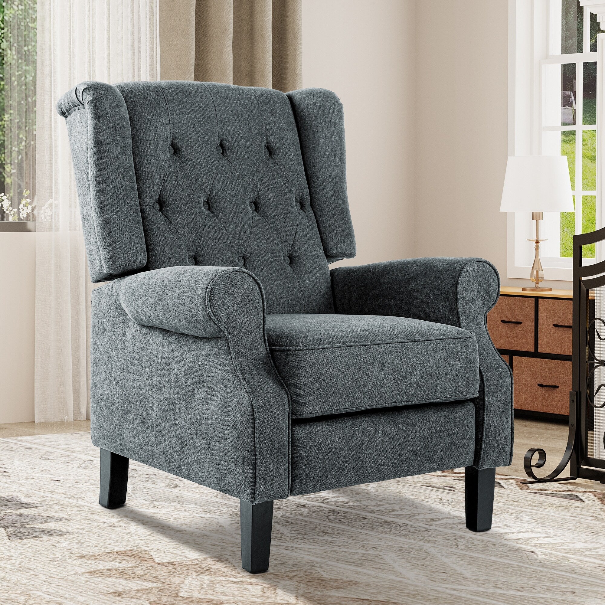 Modern Fabric Recliner Chair Push Back Sofa Chair