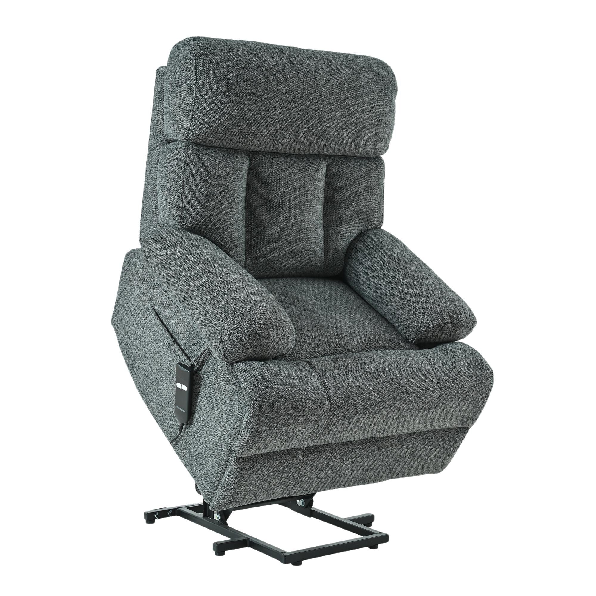Flannel Power Lift Recliner with Side Pocket
