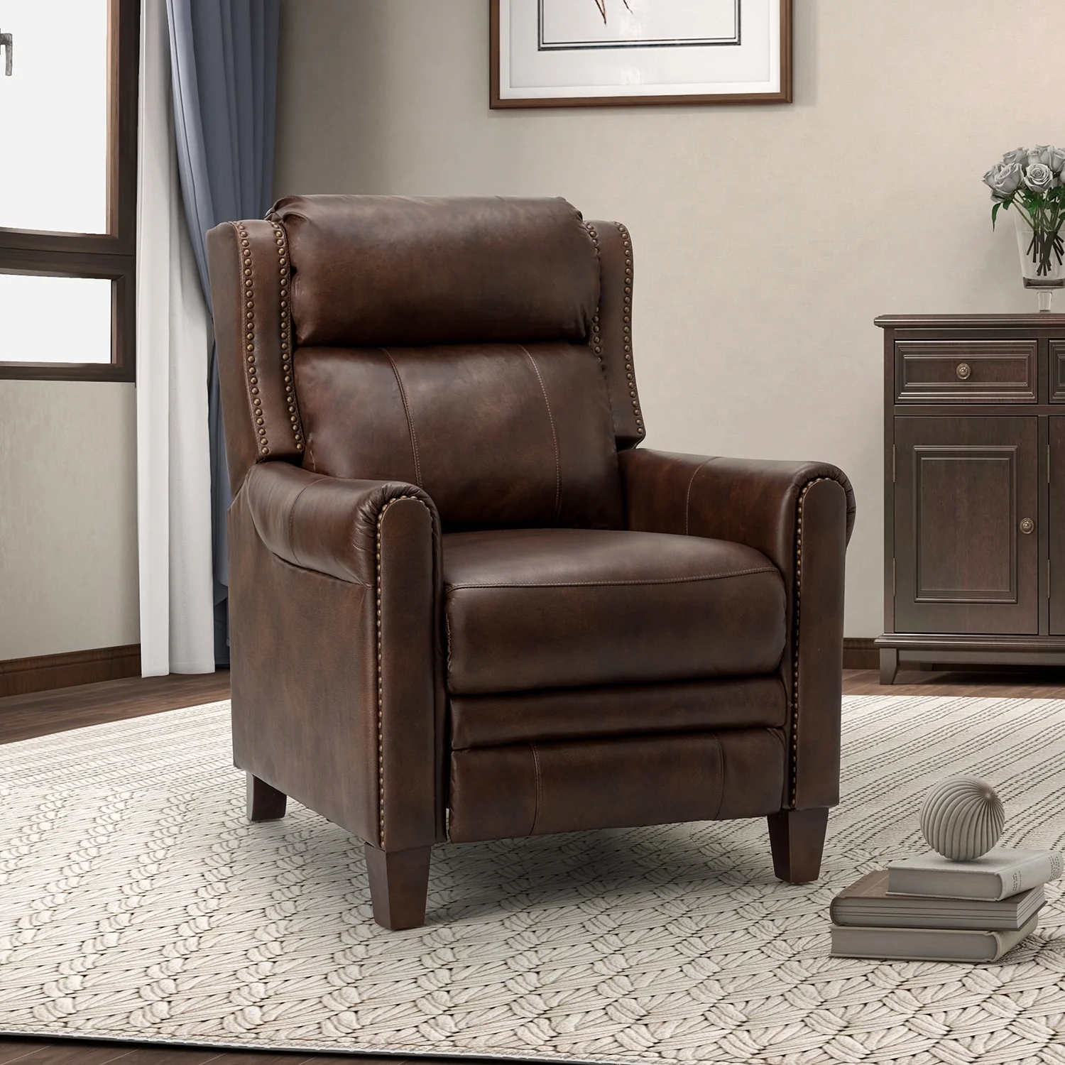 Felisa 32.48 Wide Genuine Leather Manual Recliner