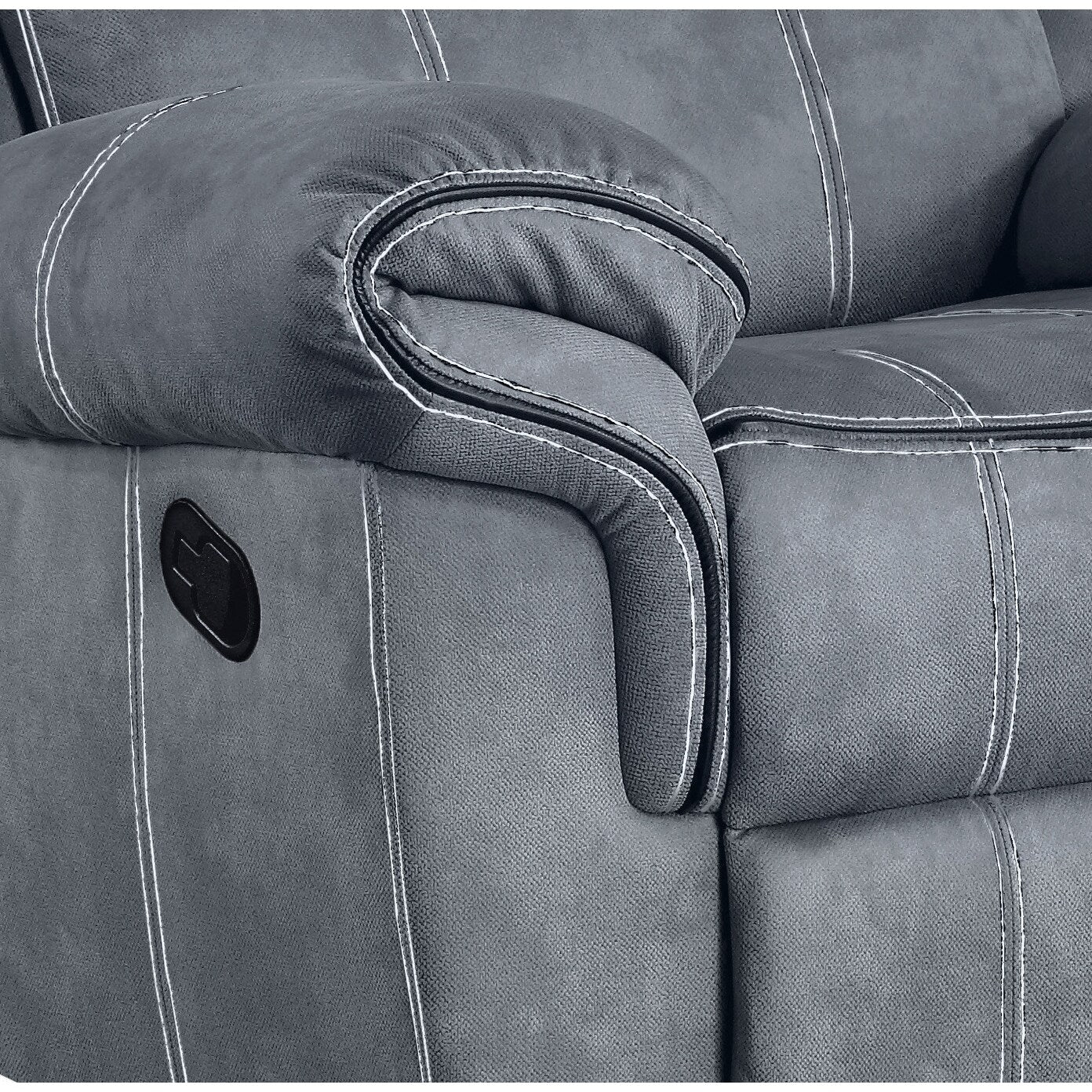 Two Tone Gray Velvet Glider Recliner