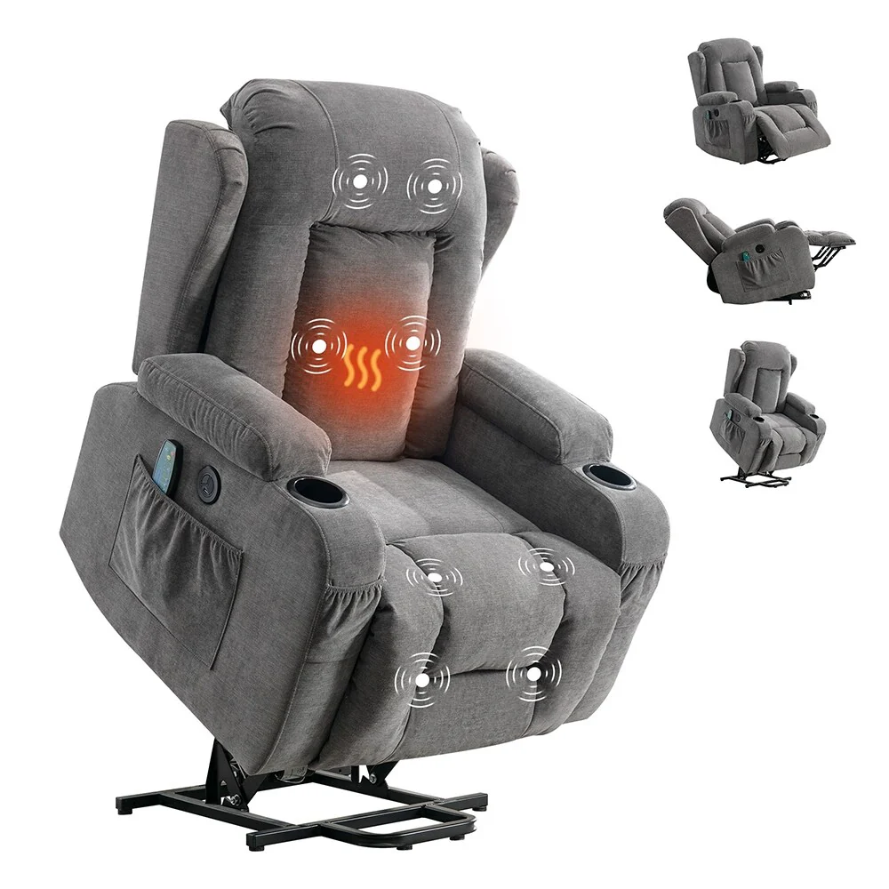 Modern Power Lift Recliner Chair w/Massage  Heat, Infinite Position