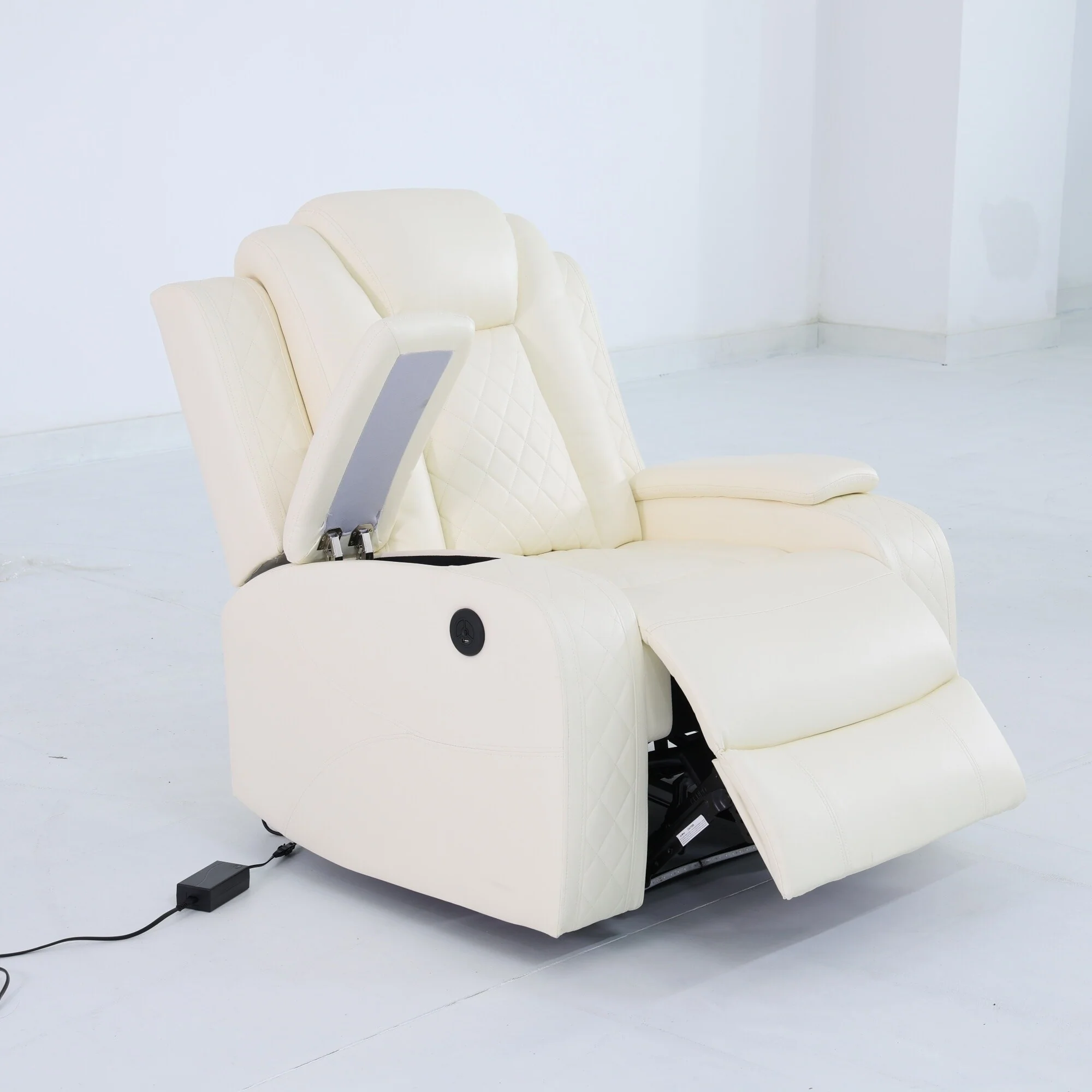 Modern Breathing Leather Recliner Chair with Ambient Lighting and USB-Powered LED