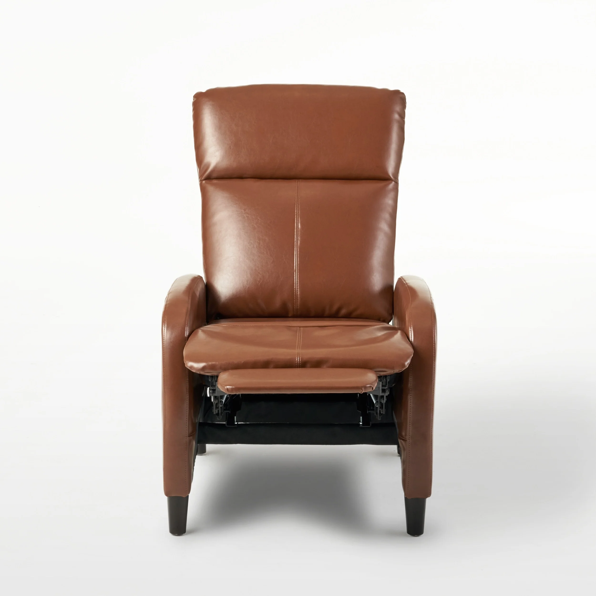 Roomfitters 33.5 Wide Faux Leather Push Back Standard Recliner, Brown