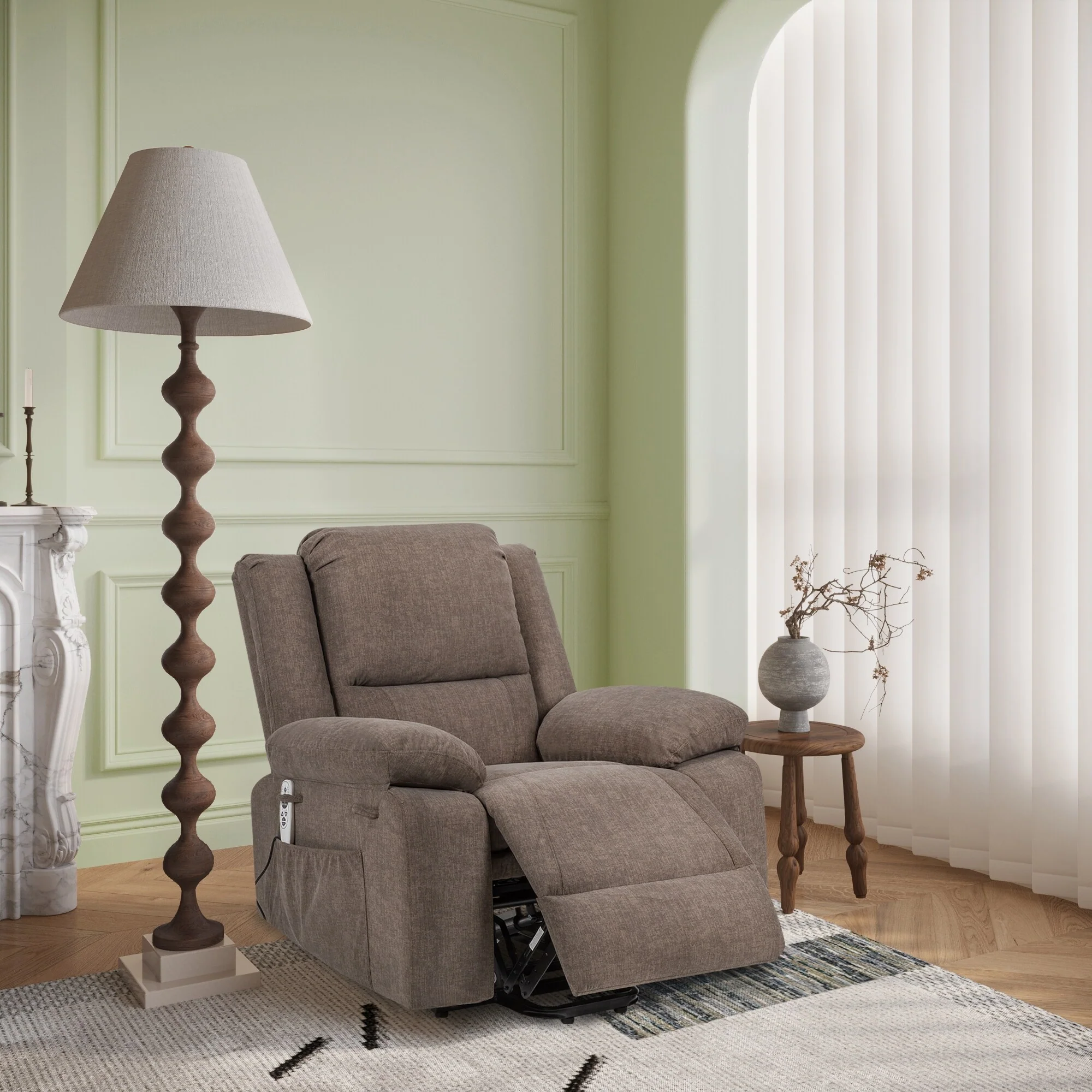 Reclining Lift Chair with Massage, Heating & Remote Control Pockets