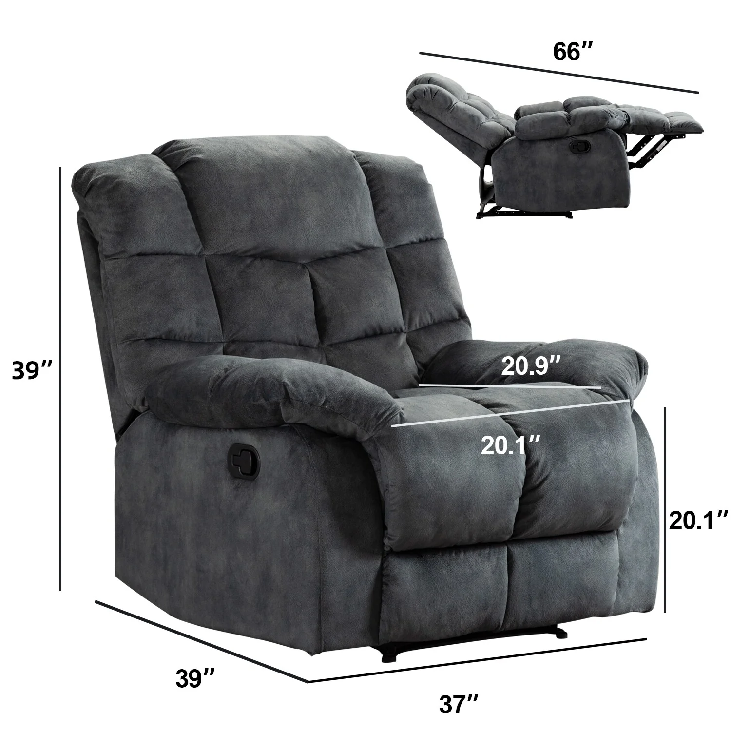 Manual Ergonomic Overstuffed Recliner Chair