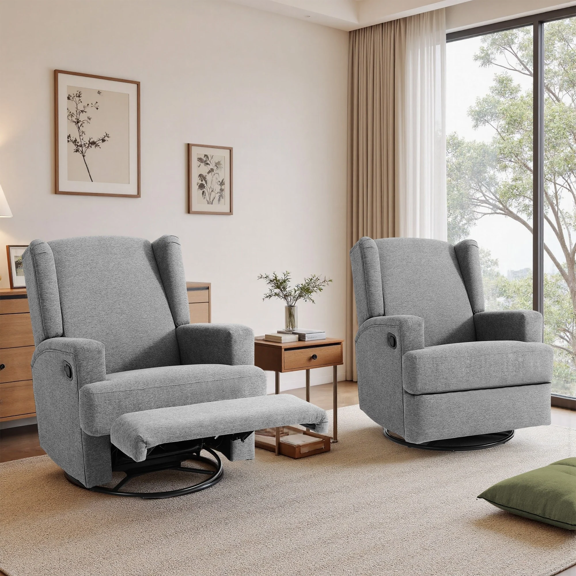 31'' W Manual Glider Swivel Glider Rocker Recliner Nursery Set of 2