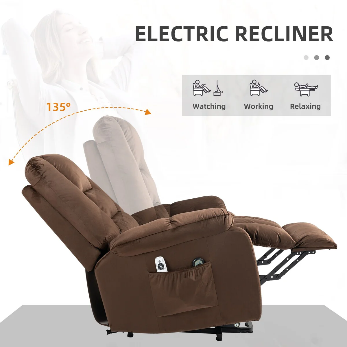 HOMCOM Power Lift Recliner Chair, Ergonomic Massage Chair with 4 Positions and Heating