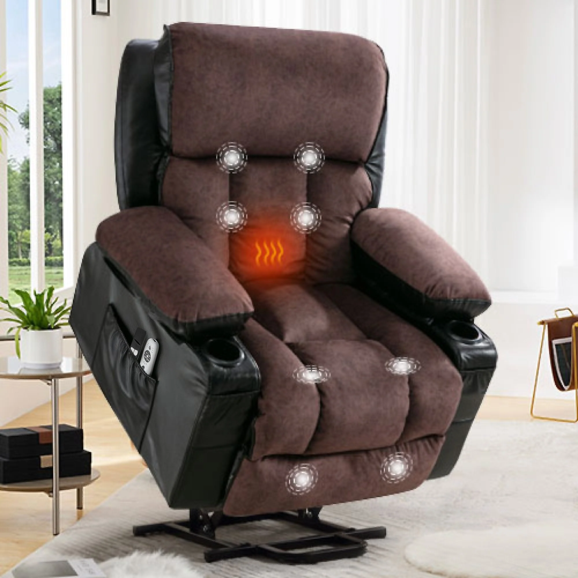Large Power Lift Recliner Chair with Heat & 8?Point Massage