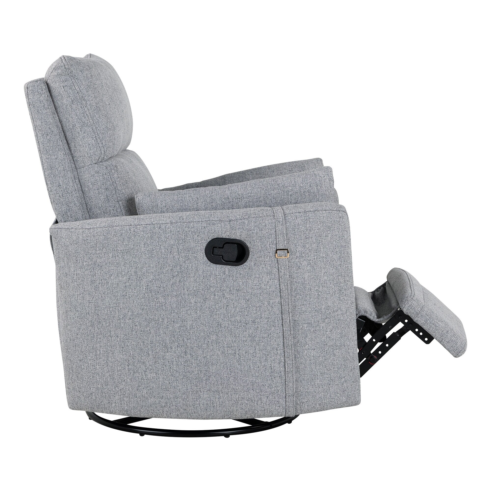 Beige Swivel Rocker Recliner with Manual Adjustment, 360�� Rotation, and Two Removable Pillows