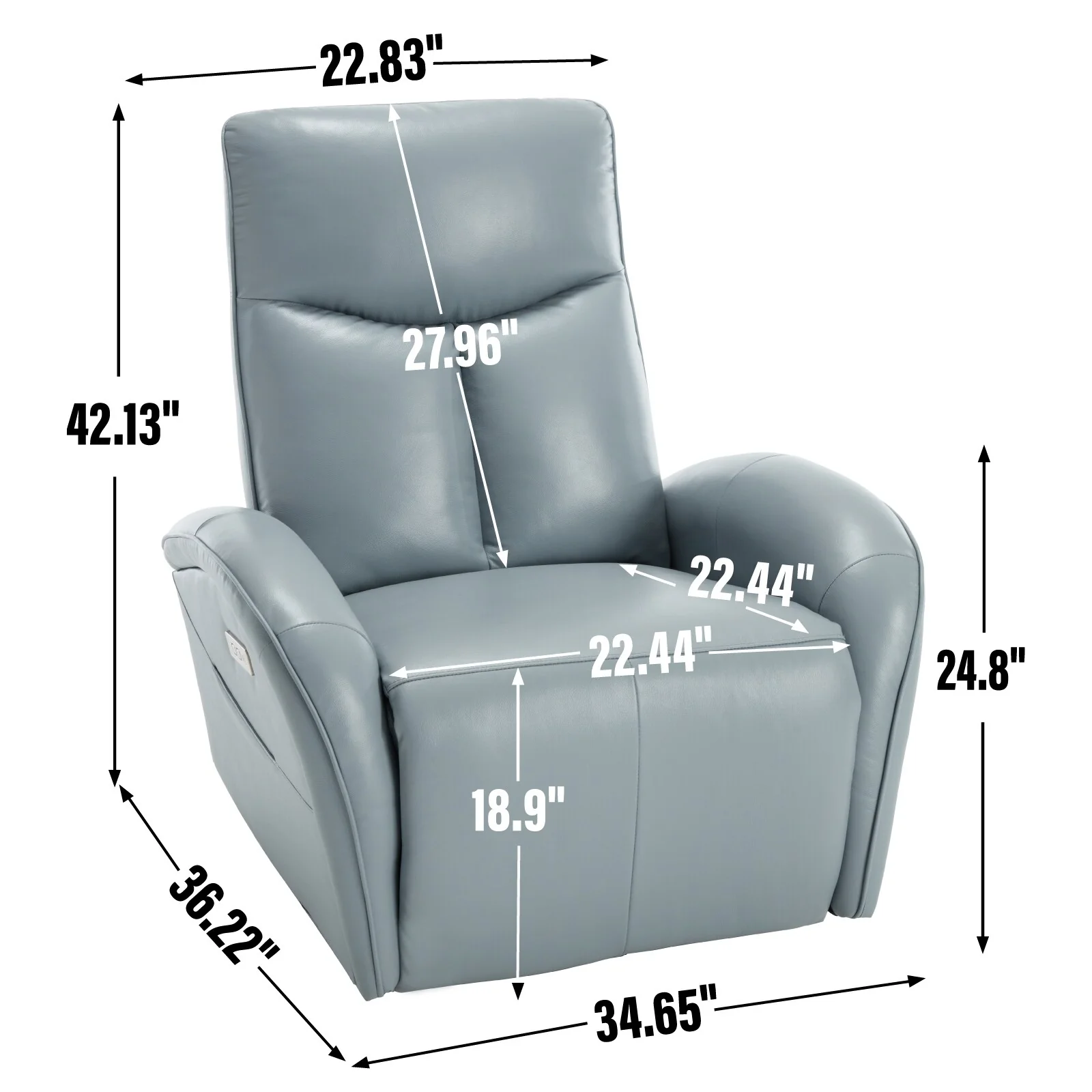 Armless Power Glider Recliner Chair with USB?C Charging & High Backrest