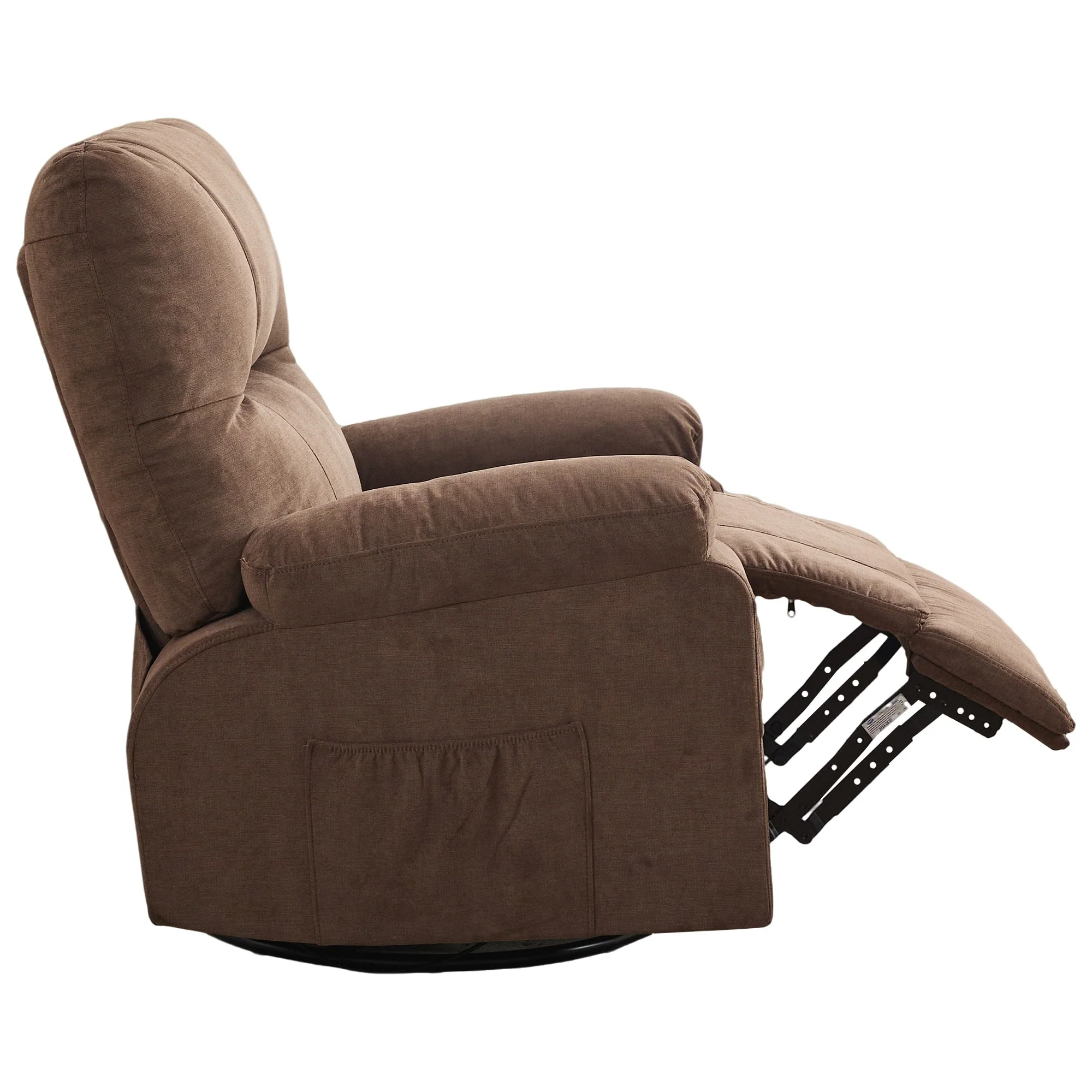 360�� Rotating Recliner Chair with Adjustable Backrest, Swivel Rocking Armchair with Footrest, Soft Cushions & Side Pockets