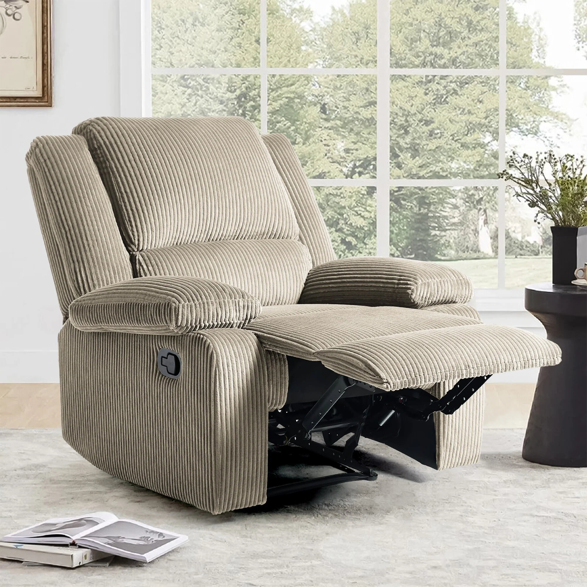 Vegan Leather Upholstered Push Back Manual Recliner Chair
