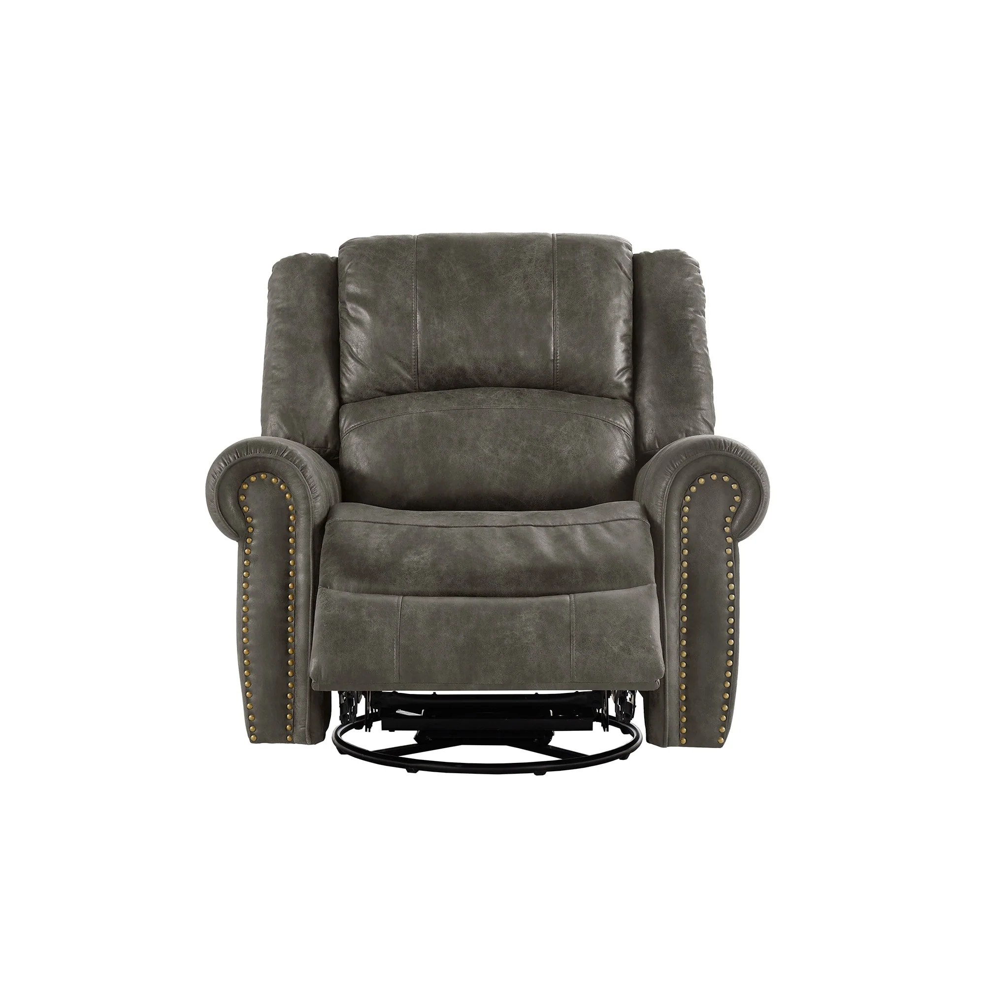 Monroe Polished Microfiber Nailhead Swivel Glider Recliner by iNSPIRE Q Classic