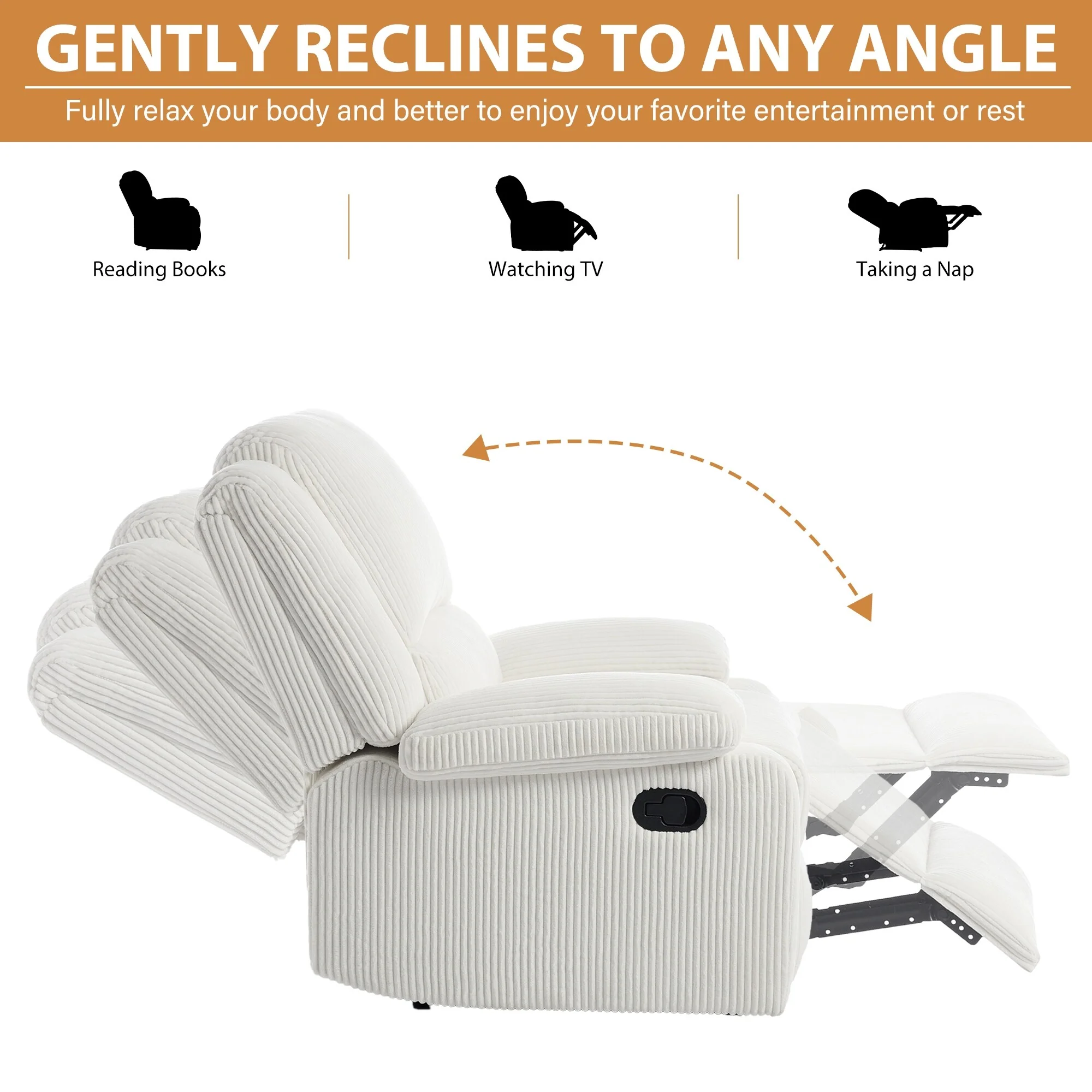 Vegan Leather Upholstered Push Back Manual Recliner Chair