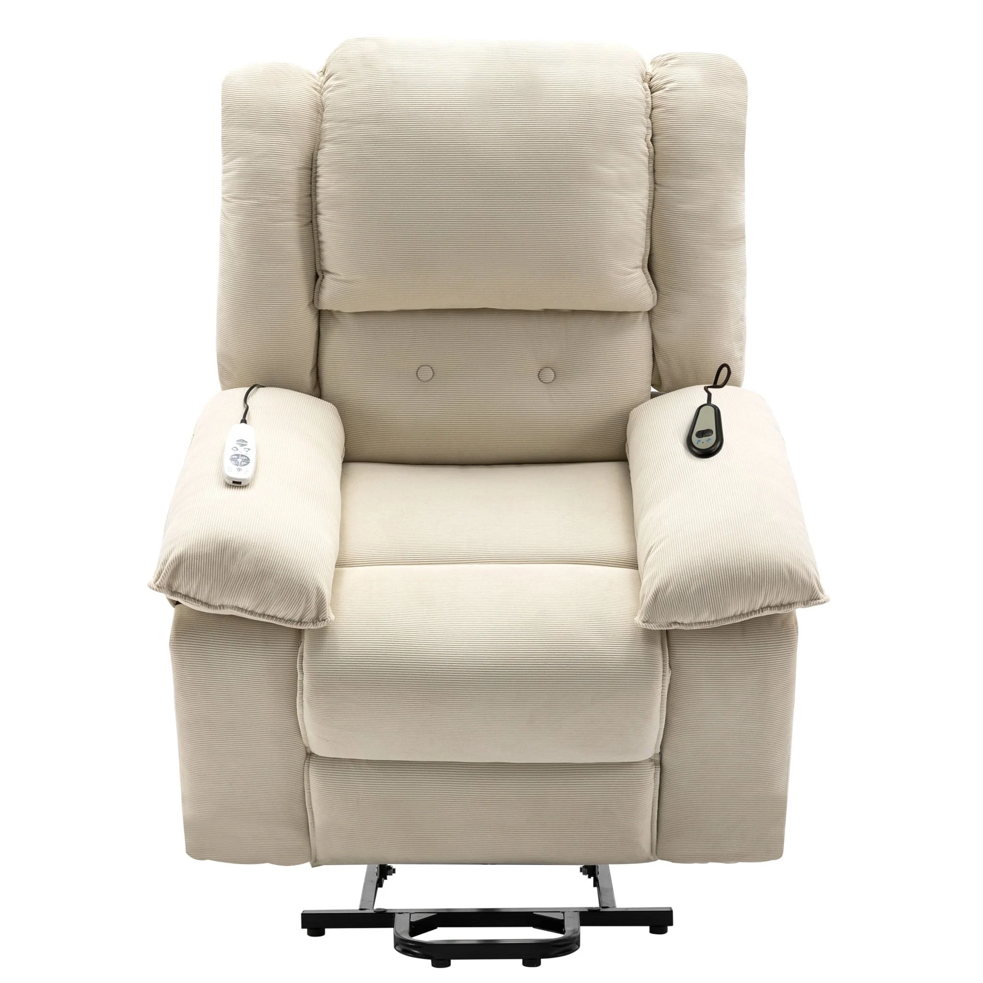 Corduroy Power Lift Recliner with Massage & Extendable Armrests