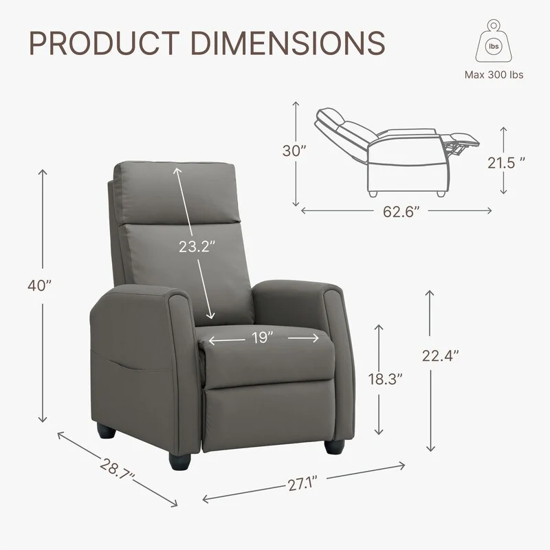 Andrea Recliner Chair with LED Lights, Heating  Massage
